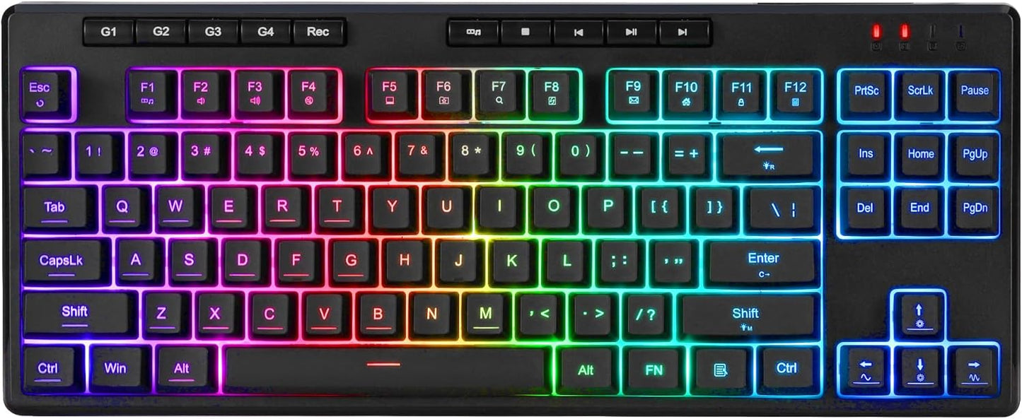 Redragon K516 PRO Shiva TKL RGB Wireless Membrane Gaming Keyboard, 87 Keys Mechanical-Feel Keyboard w/Smooth Linear Switch, On-Board Macro & Multimedia Keys, 16.8M RGB Backlit, Software Supported