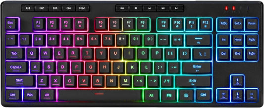 Redragon K516 PRO Shiva TKL RGB Wireless Membrane Gaming Keyboard, 87 Keys Mechanical-Feel Keyboard w/Smooth Linear Switch, On-Board Macro & Multimedia Keys, 16.8M RGB Backlit, Software Supported