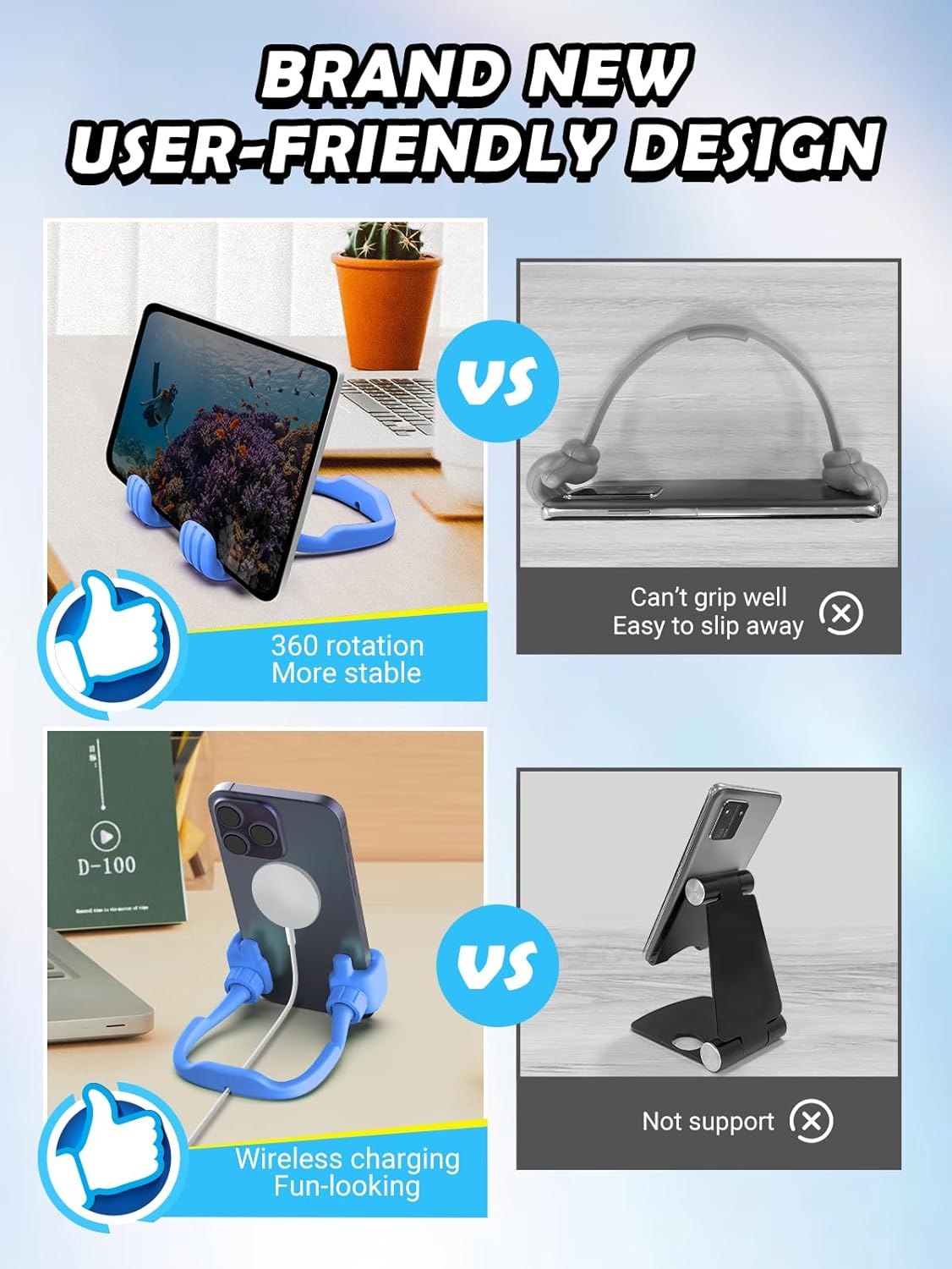 Easter Basket Stuffers for Teens Boys Kids Men Adults Cell Phone Stand: Flexible Thumbs Up Lazy Cellphone Holder for Desk Funny Birthday Easter Gifts for Women Mom Teenager Tween Cool Gadget Ideas