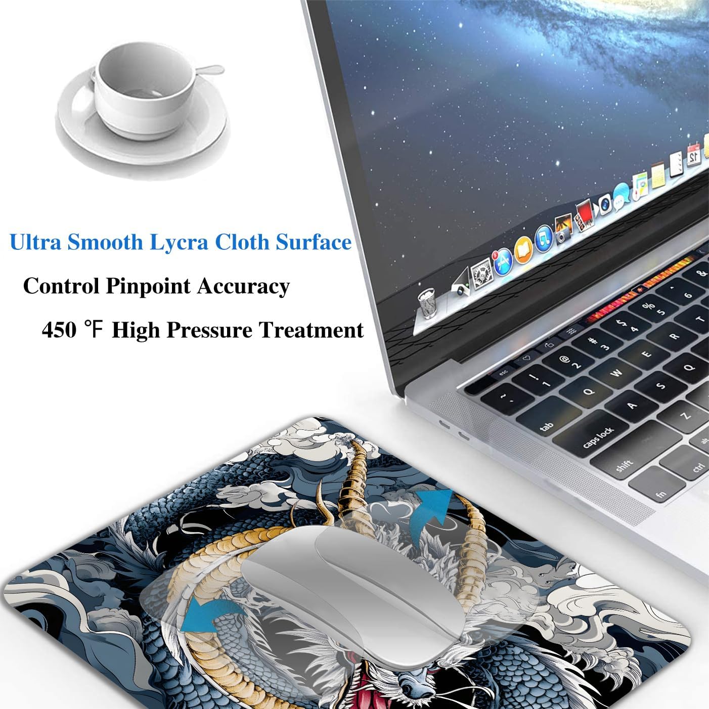 Japanese Anime Dragon Mouse Pads for Desk, Portable Wireless Computer Mouse pad Small Design with Women, Non-Slip Rubber Base Laptop Mousepad 9.5" x 7.9" Smooth Surface for Office & Travel