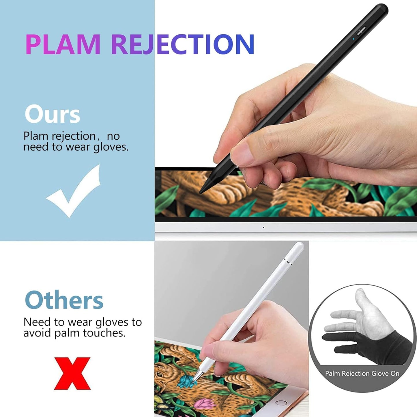 Stylus Pen for iPad 2018-2023 with Palm Rejection, Active Pencil for iPad 10th/9th/8th/7th/6th Generation, for iPad Pro 11/12.9 inch, for iPad Air 5th/4th/3th Gen, for iPad Mini 6th/5th Gen (Black)