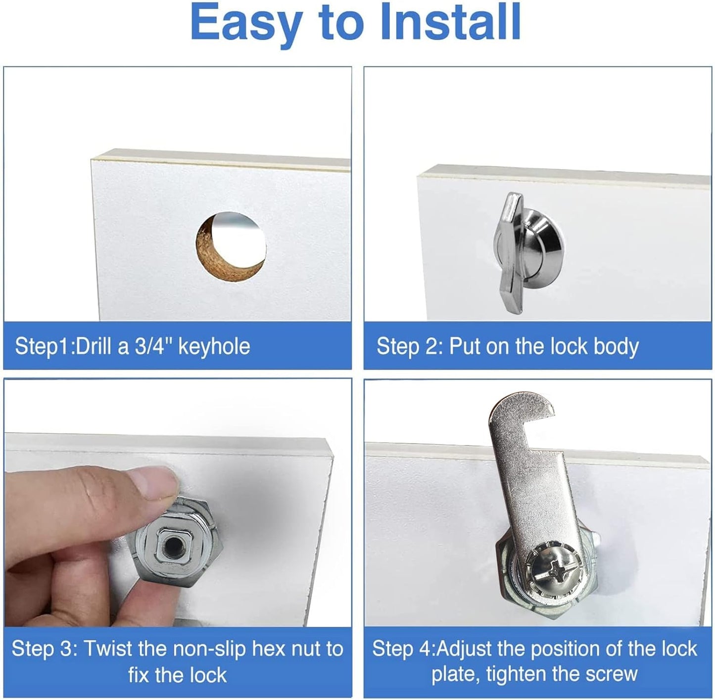 Thumb Operated Offset Cam Lock, 1-1/8” Cylinder Fits on 7/8” Max Door Thickness, Non-Locking Replacement Lock for RV Compartment Camper Storage, Cabinets,Drawers (1-1/8 Inch 3Pack)