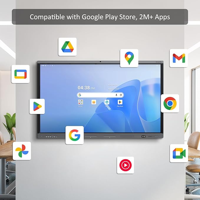 Shiarffe X5 Smart Board 55 Inch 4K Interactive Whiteboard Google EDLA-Certified All-in-One Touchscreen Digital Display Built-in Speaker for Classrom Hybrid Work