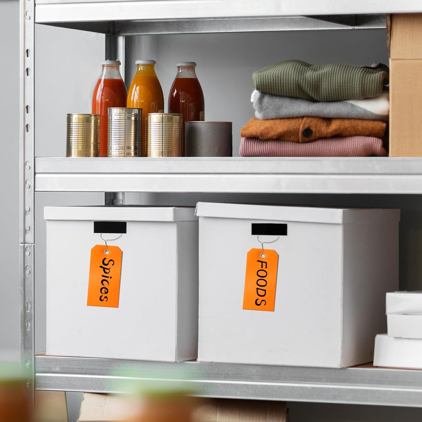 100 Pcs Marking Tags with String Rectangle Plastic Hang Tags Waterproof Orange Tags Wire Tags Write On Tie On Labels Tags for Auto Parts Luggage Garage Inventory DIY Price (Orange, 4 3/4" x 2 3/8")