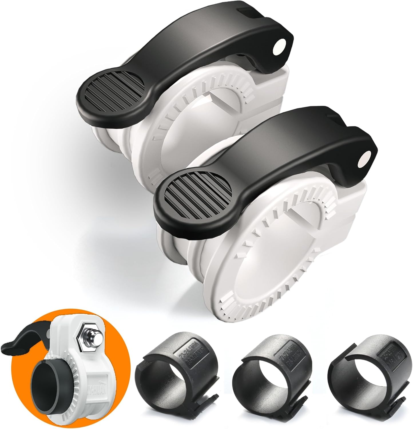 Narrow Barbell Clips 2.5cm Width for Olympic Bars, 0.9-1.18inch Adjustable Weight Clamps, Quick Release Locking Collars for Weightlifting