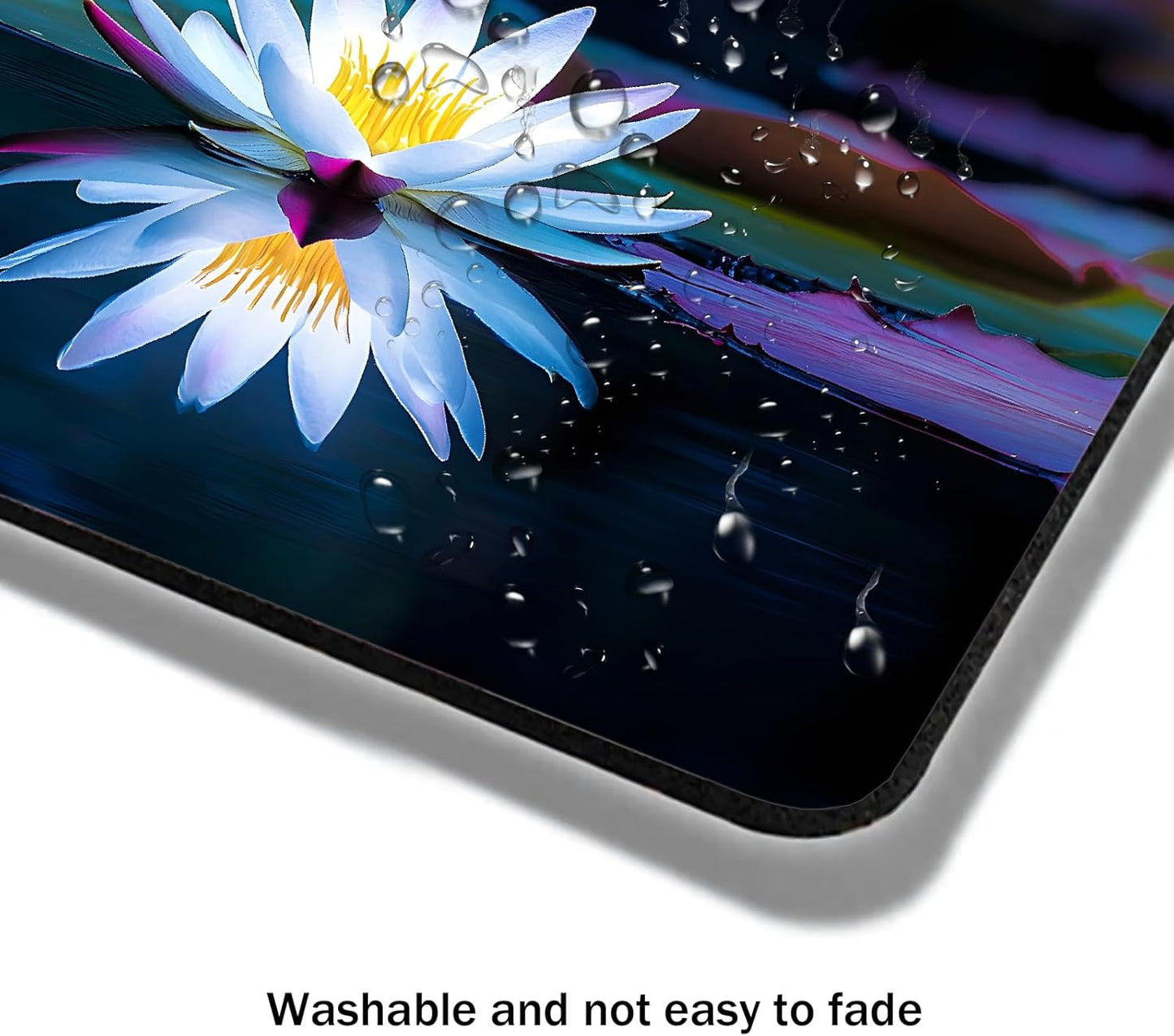 Mouse Pad, Cute Lake White Lotus Flowers Mouse Pads for Desk, 9.5" x 7.9" Non-Slip Rubber Base Computer Mousepad with Women, Portable Square Design for Wireless Mouse and Pad Laptop Office & Travel