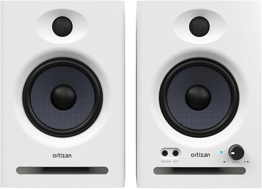 Ortizan C7 Dual-Mode 2.0 Studio Monitors, Active Monitor Speakers for Near Field Music Production, Bluetooth 5.3 Wireless Computer PC Monitor Gaming Bookshelf Speakers(Pair, White)