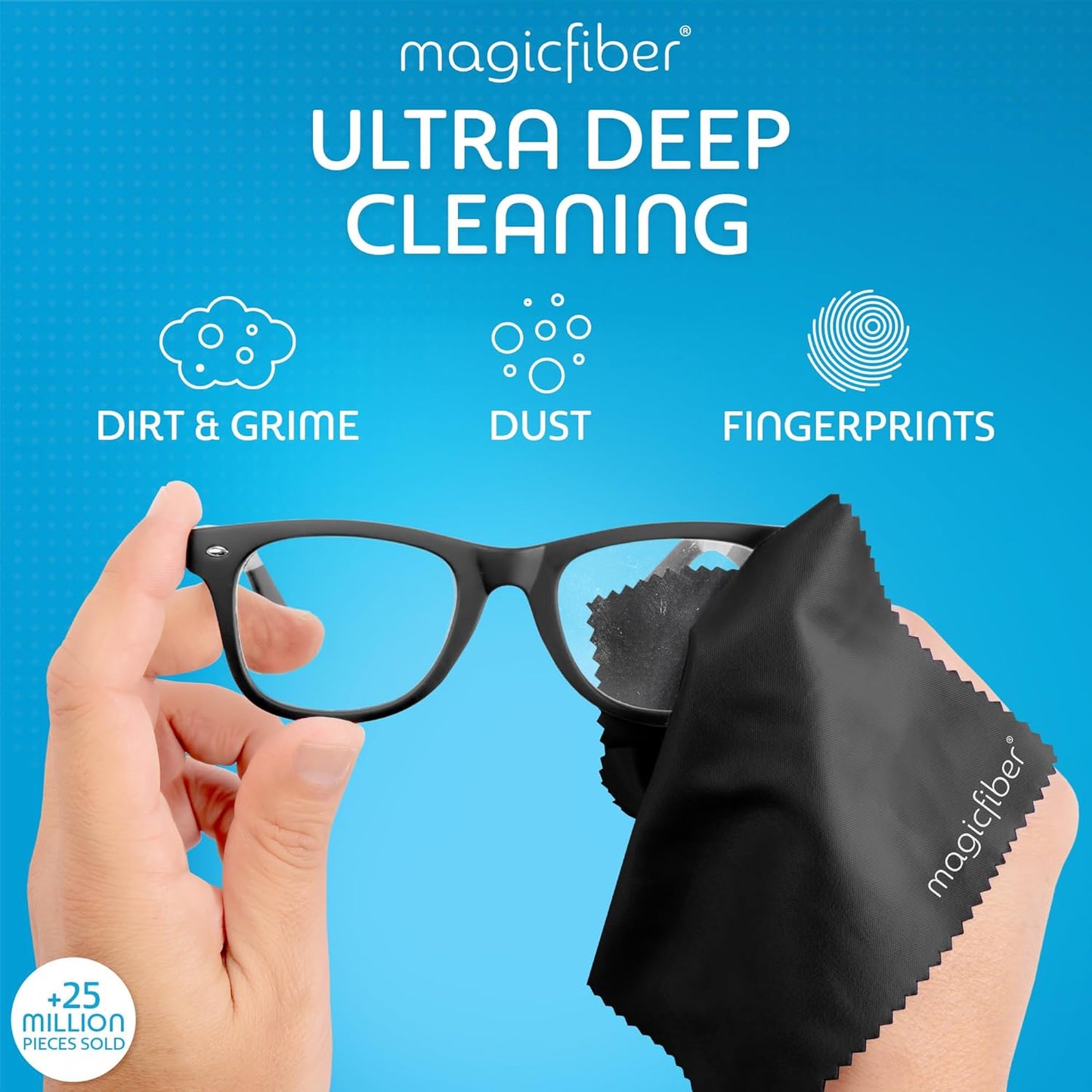 MagicFiber Glasses Cleaner Kit - (2) Eyeglass Cleaner Sprays + (2) Microfiber Cleaning Cloth - Wipes For Eye Glasses, Lenses, Cameras, Screens, Sunglasses, Phones, Electronics, Computer, VR, TV