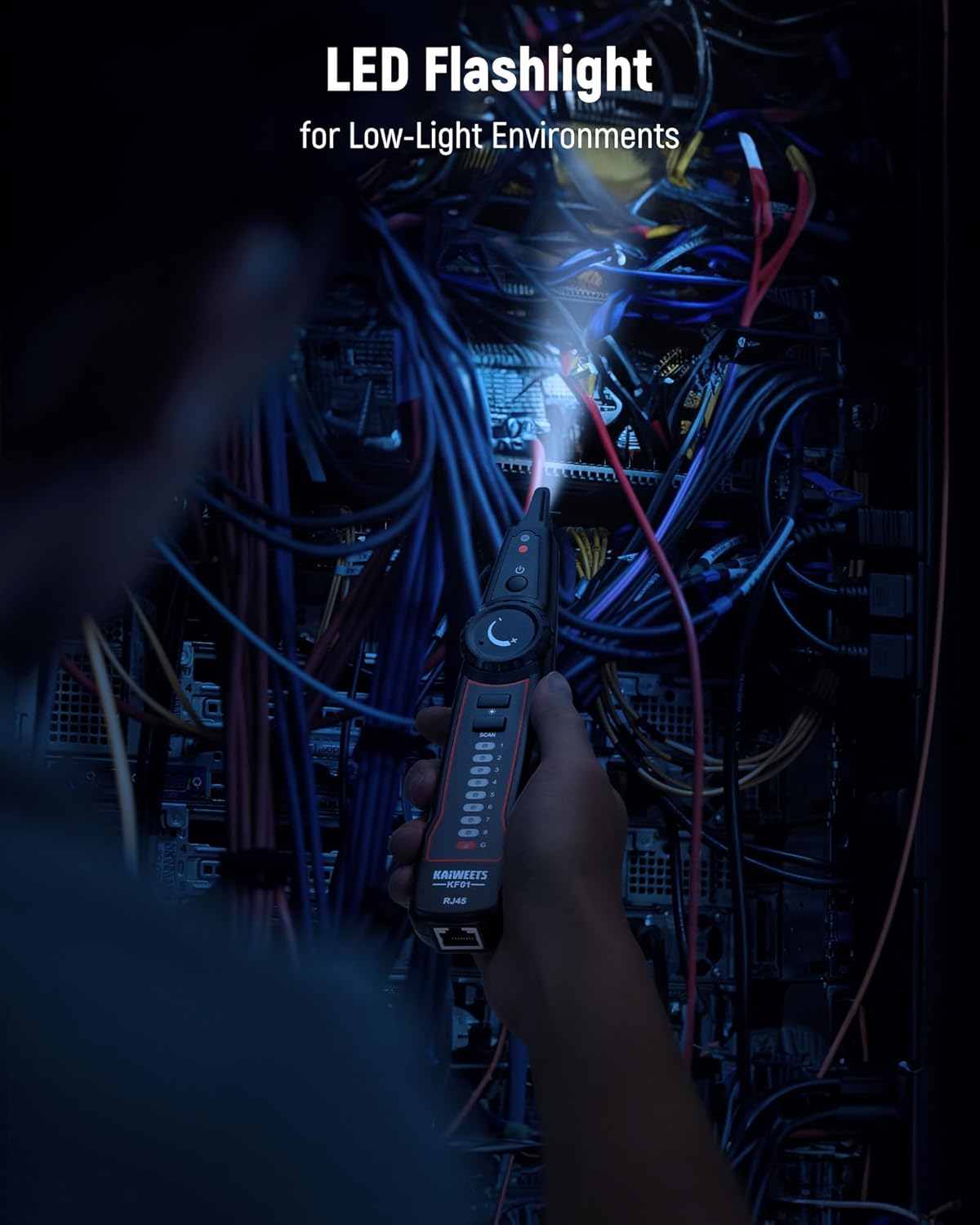 KAIWEETS Network Cable Tester, RJ45 RJ11 Wire Tracer Line Finder, Tone Generator and Probe Kit, Cable Tracer Ethernet LAN Network Cat5 Cat6 for Cable Collation, Telephone Line Test