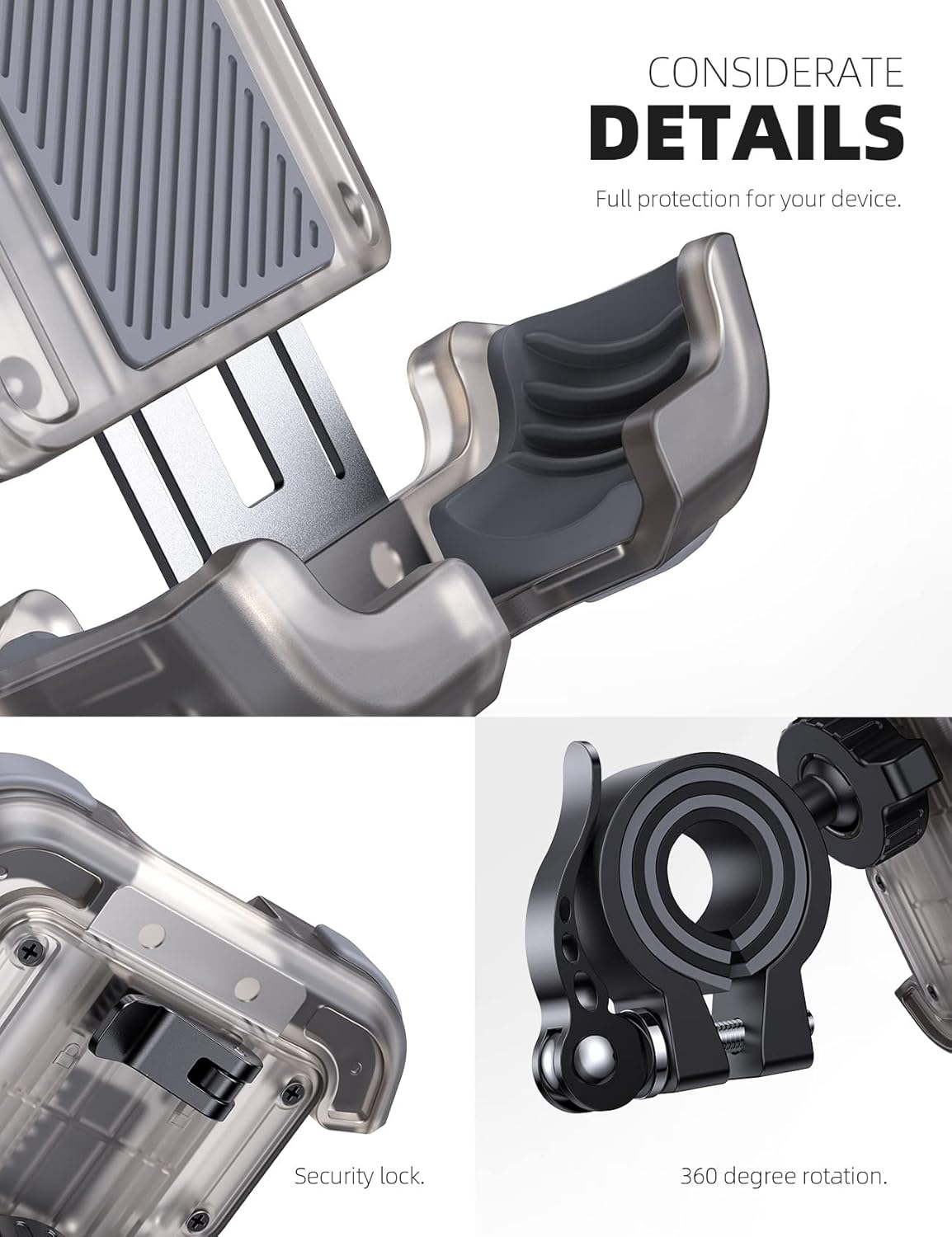 Lamicall Motorcycle Phone Mount, Bike Holder - Upgrade Cellphone Bike Holder, Bicycle Scooter Handlebar Phone Cradle Clip for iPhone 15 Pro Max/ 14, Galaxy S24, 4.7-6.8" Devices