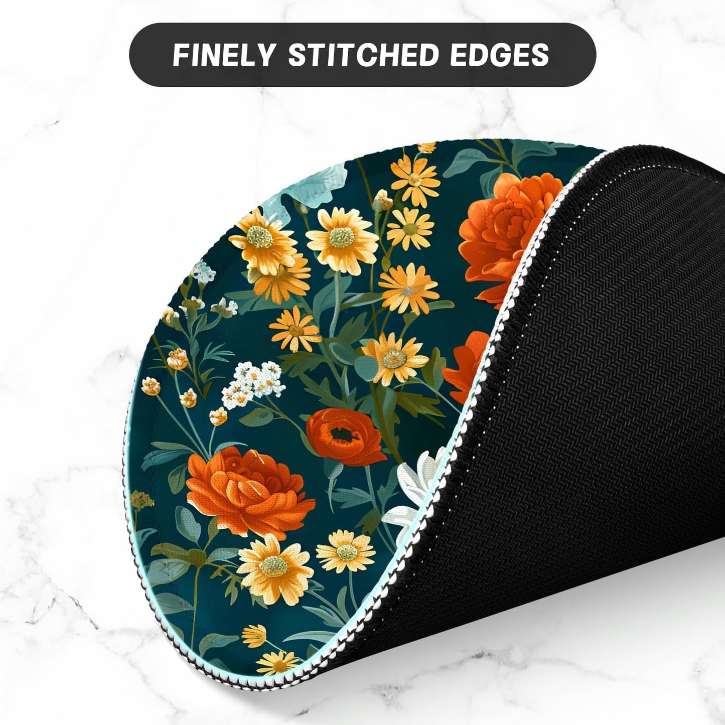 ITNRSIIET Round Mouse Pad with Stitched Edge Premium-Textured Waterproof Non-Slip Rubber Base Desktop Protection Mat Diameter 8.7 inches, Beautiful Flowers