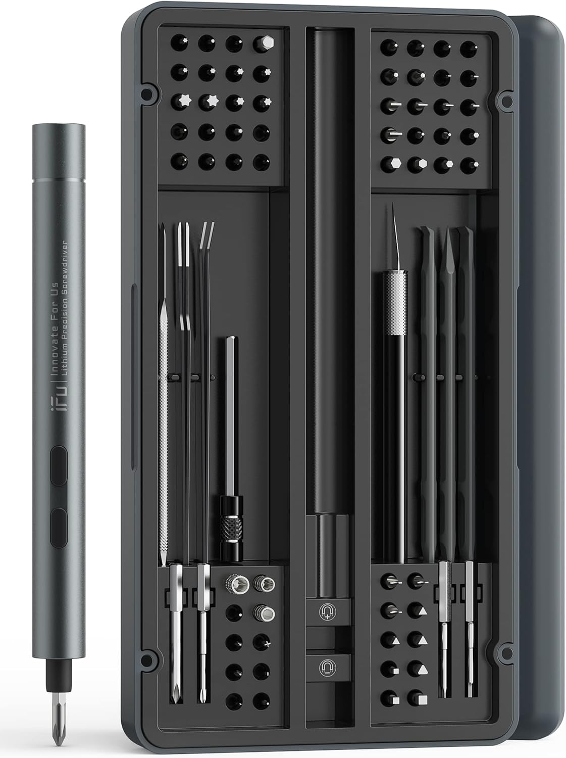 iFu Mini Electric Screwdriver, 90 in 1 Precision Screwdriver Set – Small Cordless Power Screwdriver with LED Light & 64 Magnetic Bits, Repair Tool for Phone Laptop Camera Watch Computer
