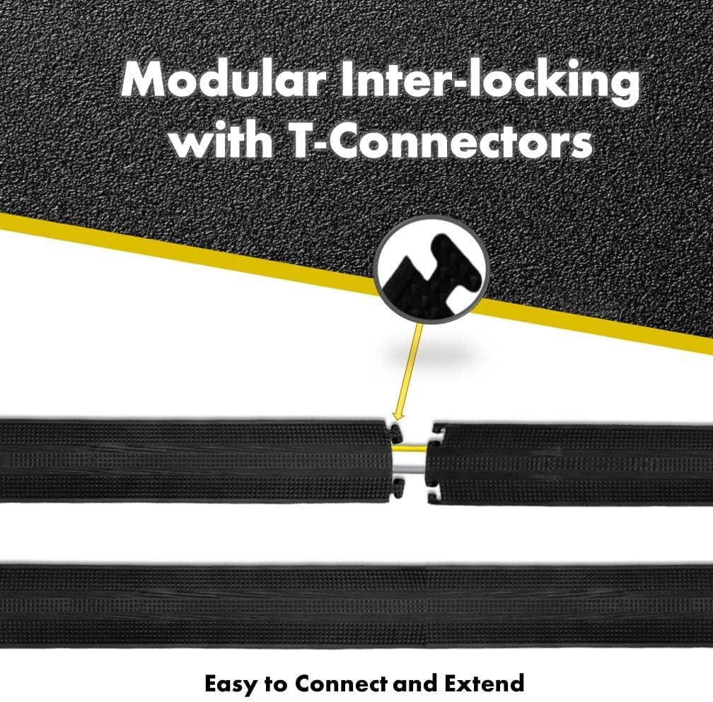 Kable Kontrol Drop Over Floor Cord Cover – 36” Inch Long 1 Channel Cable or Wire Protector – 20 Pcs Bulk Pack - Rubber Ramp for Indoor and Outdoor Use – Yellow