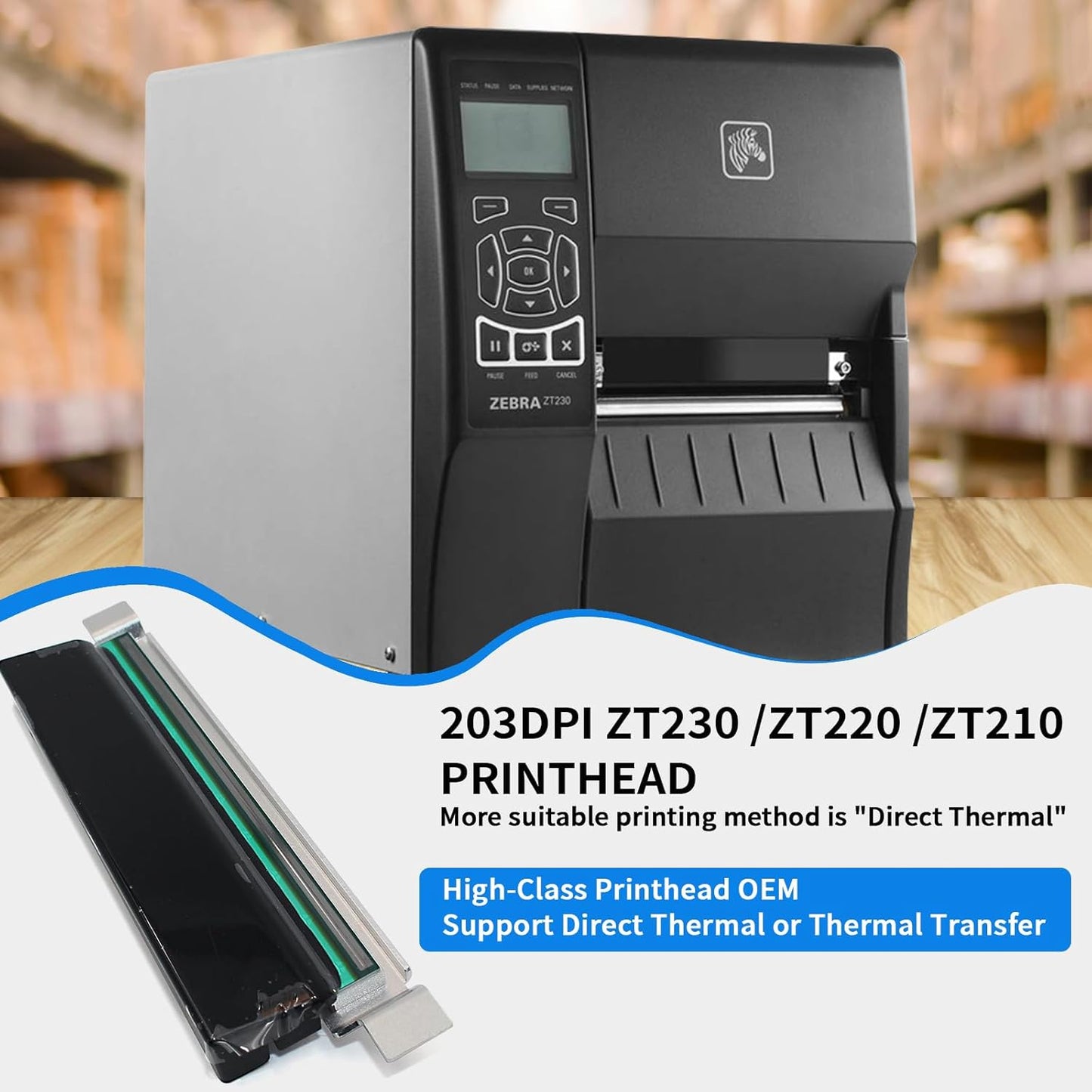 P1037974-010 New Printhead for Zebra ZT230 ZT220 ZT210 Thermal Industrial Printer |High-Class-Replace| 203dpi