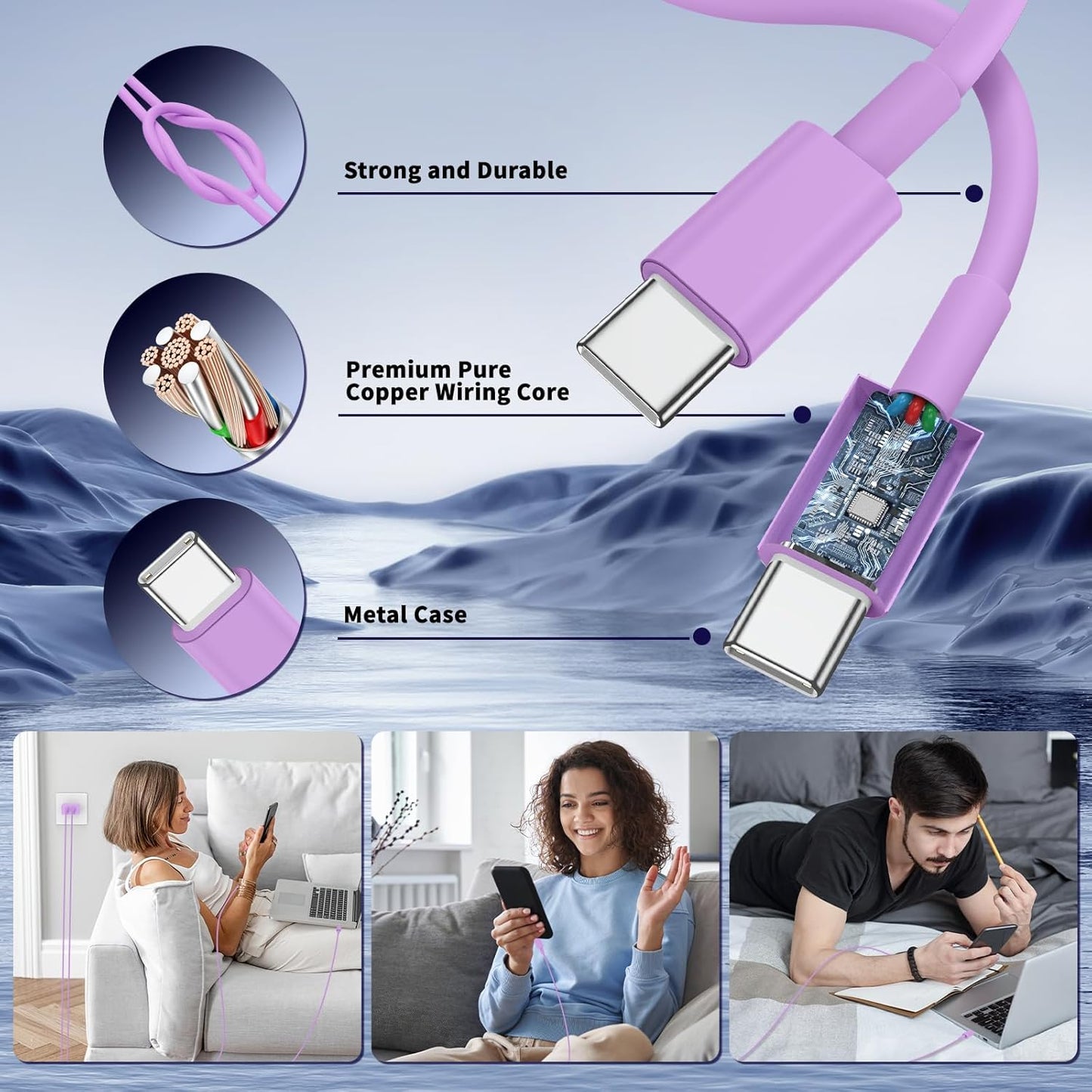 Super Fast Samsung Charger Type C,45W Dual Port USB C Fast Charger Block [2-Pack] & Extra Long 60W 3/6/6/10FT USB C Cable - PD Quick Charging 3.0 for Samsung Galaxy S25 Ultra/S24+/S23 iPhone 16