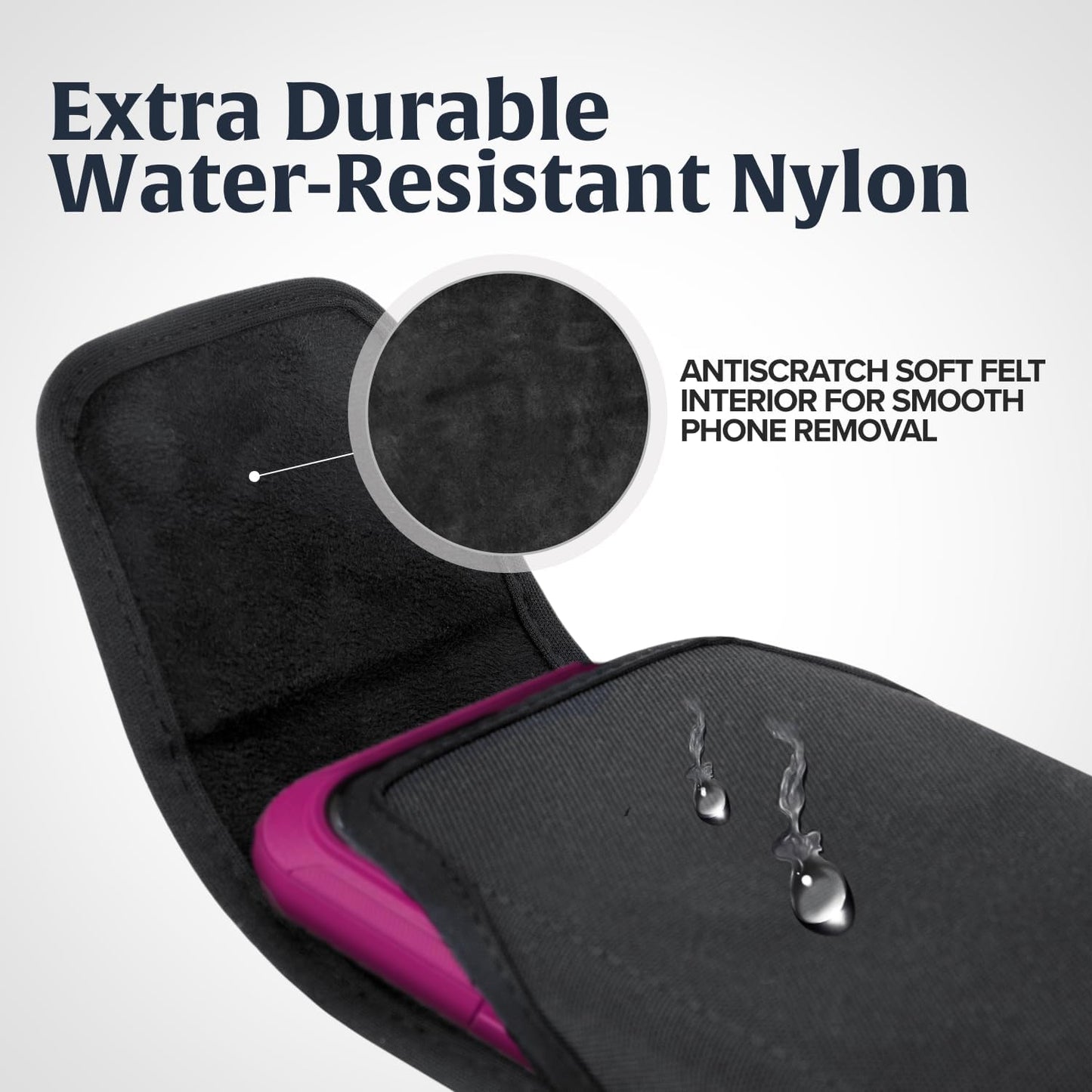 Turtleback Belt Clip for iPhone 16 Pro, 16e, 15 pro 14 Pro 13 Pro -Large- Fits w/Defender Bulky Style Cases - Premium Black Nylon, Vertical Belt Holder, Magnetic Closure HD Rotating Belt Clip