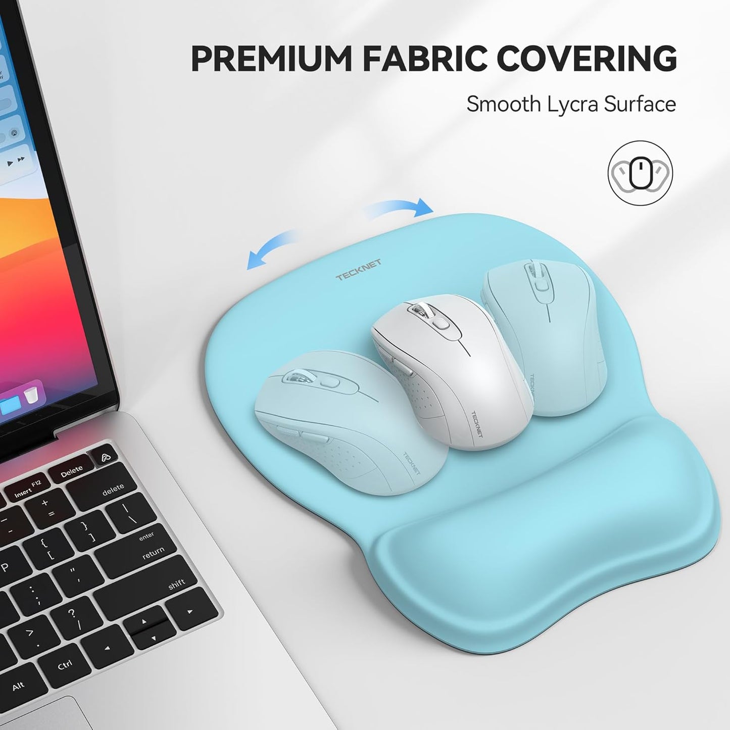 TECKNET Gel Mouse Pad with Wrist Rest, Ergonomic Office Mousepad with Wrist Support - Non-Slip & Smooth Surface Comfortable Desk Accessories Mat for Office, Gaming and Study - LT.Blue