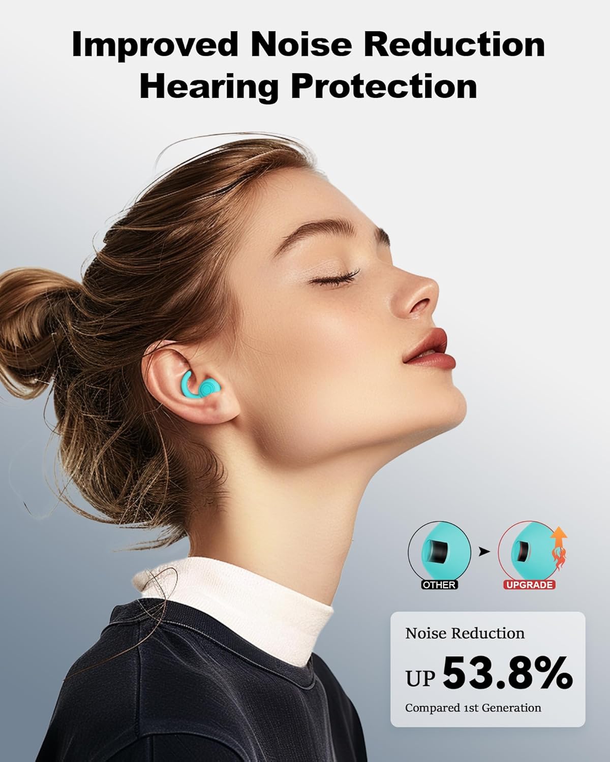 Ear Plugs for Sleeping - Noise Reduction Soft Silicone Earplugs, 2 Pairs Reusable Hearing Protection Earplugs for Noise Sensitivity, Sleep,Travel,Sound Reduction Noise Cancelling - Light Blue