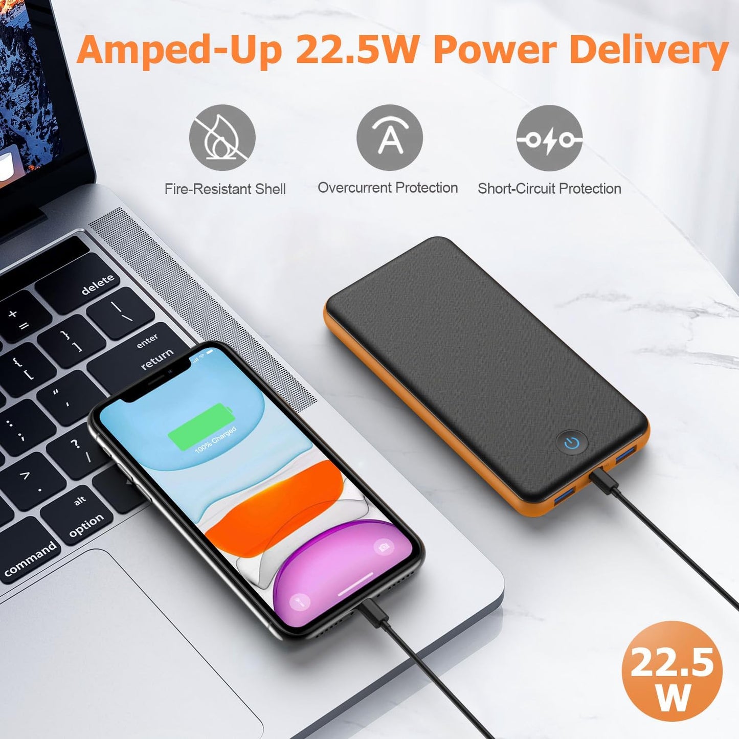 Portable Charger Power Bank 26800mAh, QC3.0 USB C PD Fast Phone Charging with Intelligent Controlling IC, 3 Out & 2 Input External Cell Phone Battery Pack Compatible with iPhone,Android etc