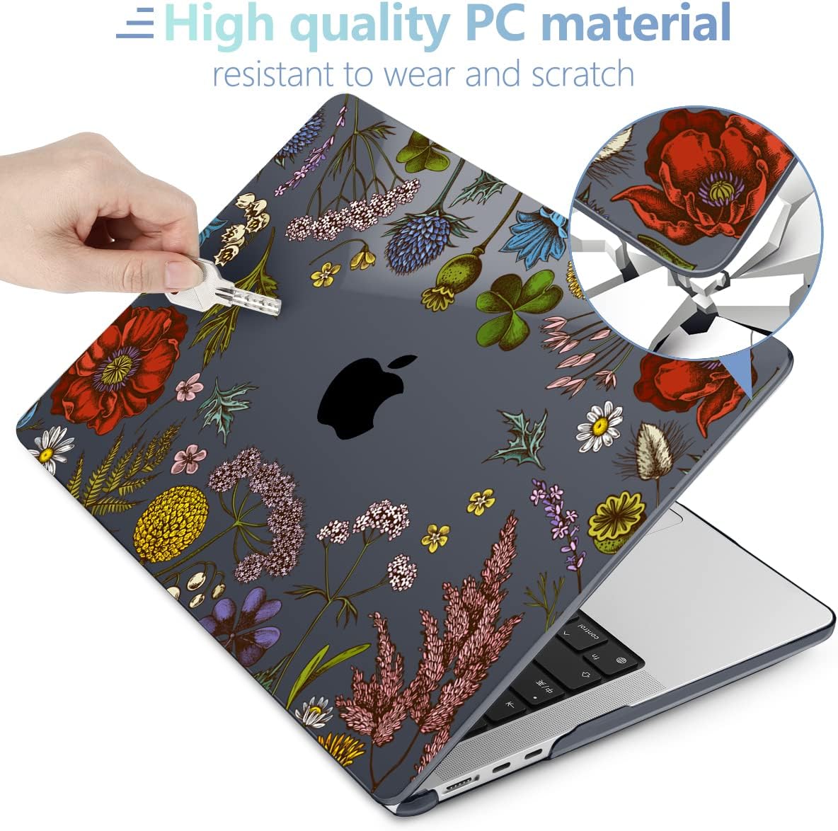 MEEgoodo Case for MacBook Air M4/M3/M2 13.6 inch 2025 2024 2022, Fit Model A3240 A3113 A2681, Compatible with MacBook Air 13 inch, Laptop Hard Shell Case with Keyboard Cover, Clover