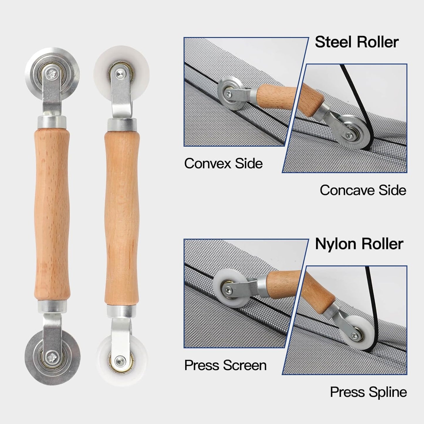 Window Screen Door Repair Kit Include Window Screens Mesh 48"x117" with All Tools in Window Screen Replacement(Screen Rollers, Splines, Hook), Yolovit