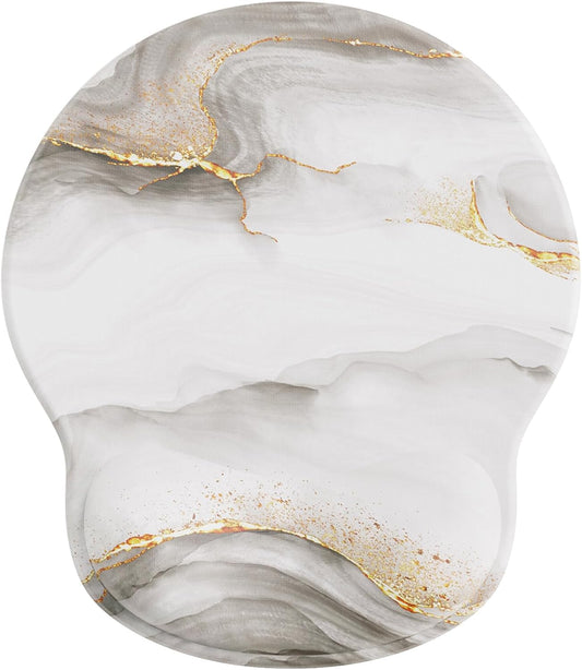 Ergonomic Mouse Pad Wrist Support, Comfortable Mouse Pad Wrist Rest, Relieve Wrist Pain Gel Mouse pad, Non-Slip Rubber Base Mousepad for Laptop, Computer(White Marble)