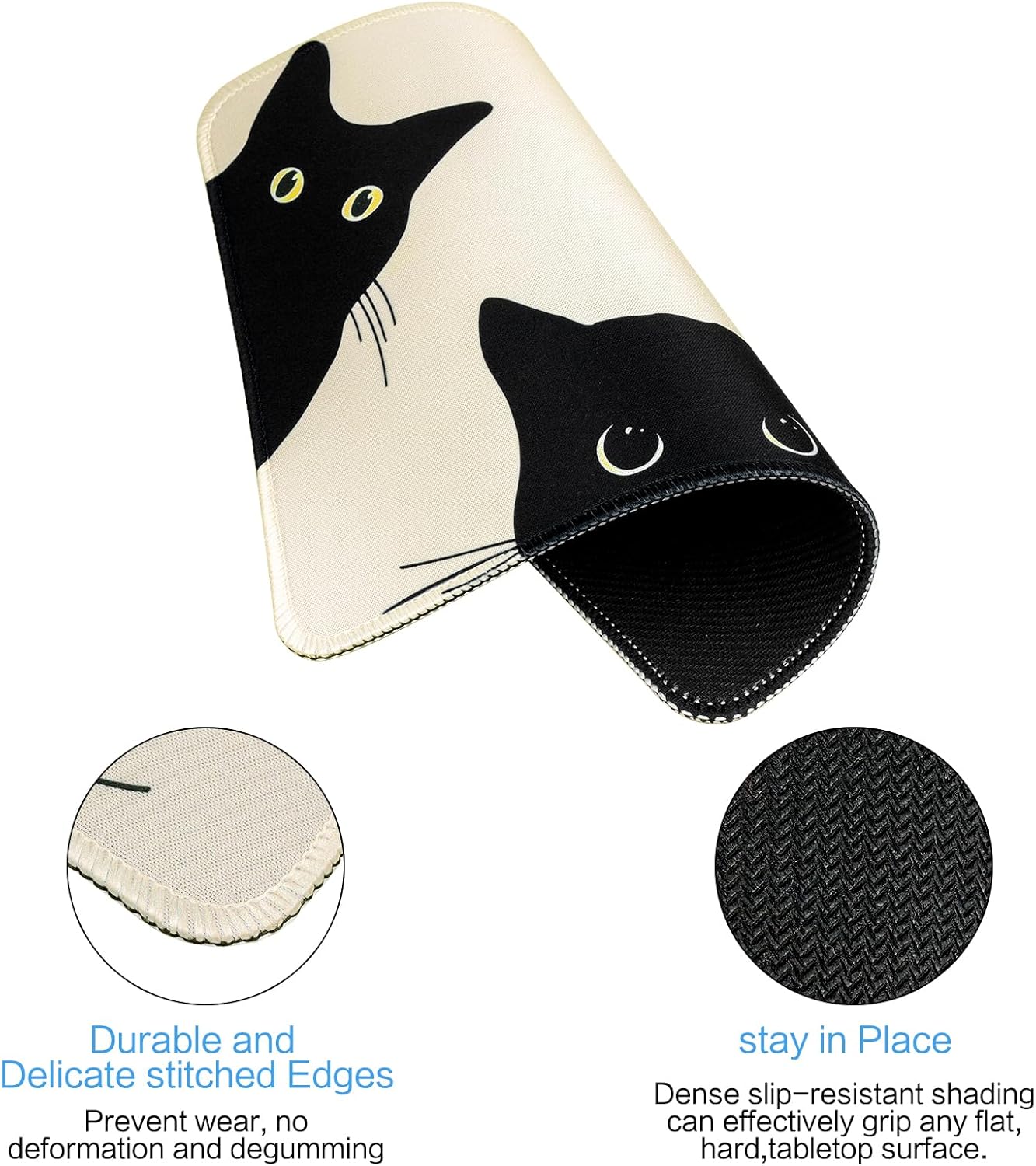 Funny Mouse pad Square Cute Mouse Mat for Wireless Mouse Small Office Computer Mousepad for Desk Mat Laptop with Non-Slip Rubber Base (Three Cats)