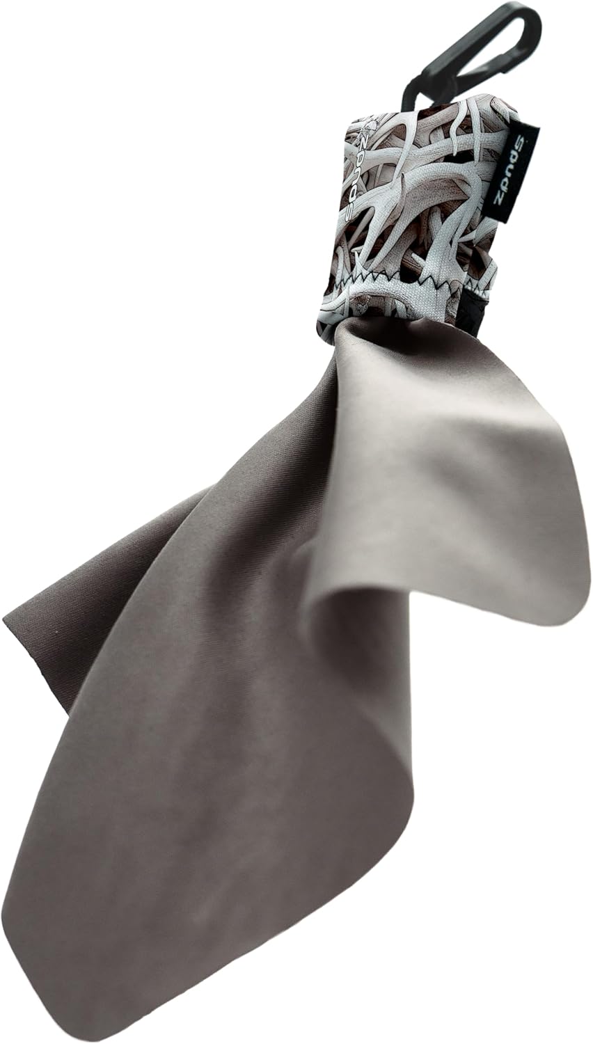 SPUDZ Ultra Microfiber Lens Cleaner – Closable Pouch, Clip-On, Washable – for Optics, Scopes, Glasses | Snow Sheds, 6 x 6 Inch