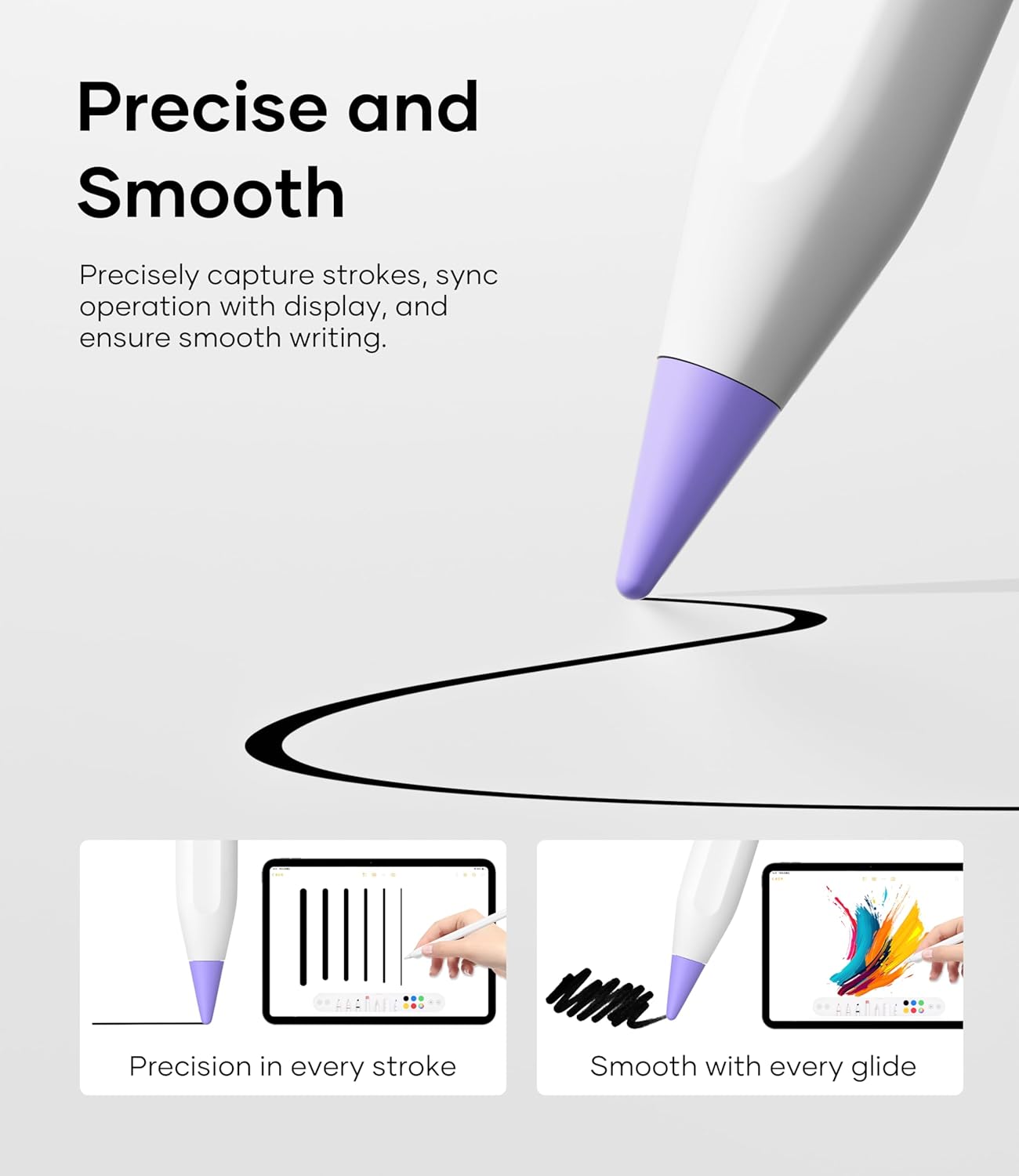 Replacement Pencil Tips for Apple Pencil Pro, Pen Tips for Apple Pencil 2nd Gen/1st Gen/USB-C, Wear-Resisting Pencil Nibs with Storage Box, Pen Nibs Set Compatible with Apple Pen (6 Pack, Purple)