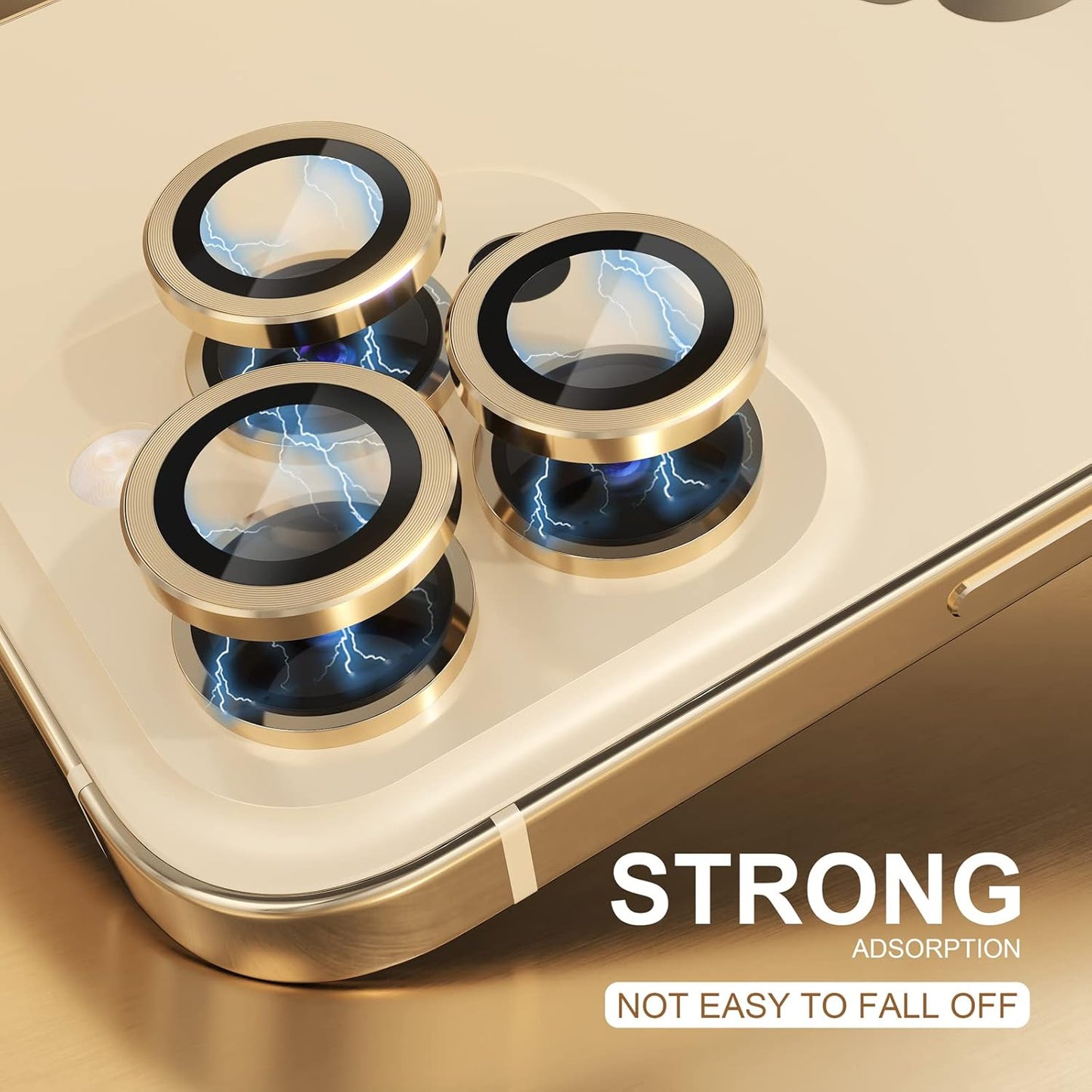 Choiche [3+1 for iPhone 14 Pro/iPhone 14 Pro Max Camera Lens Protector, 9H Tempered Glass Camera Cover Screen Protector Metal Ring Decoration Accessories (Gold)