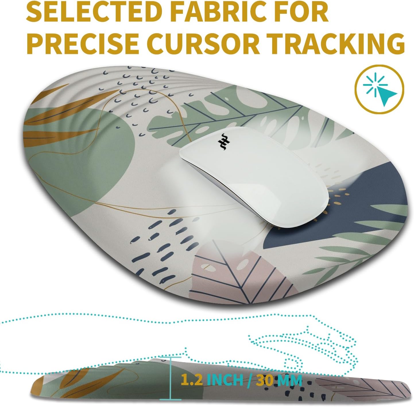 Hokafenle Ergonomic Mouse Pad Wrist Support with Stepped-Wedge Design, Wrist Rest Pain Relief Mousepad Filled with Memory Foam, Carpal Tunnel Mousepad for Wireless Mouse(12x8 inch, Abstract Leaves)