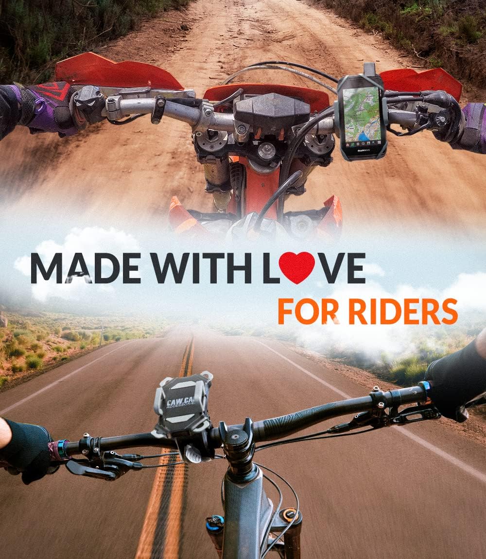 Bike & Motorcycle Phone Mount - For iPhone 16 (15, Xr, SE, Plus/Max), Samsung Galaxy S22 or any Cell Phone - Universal Handlebar Holder for ATV, Bicycle or Motorbike. +100 to Safeness & Comfort