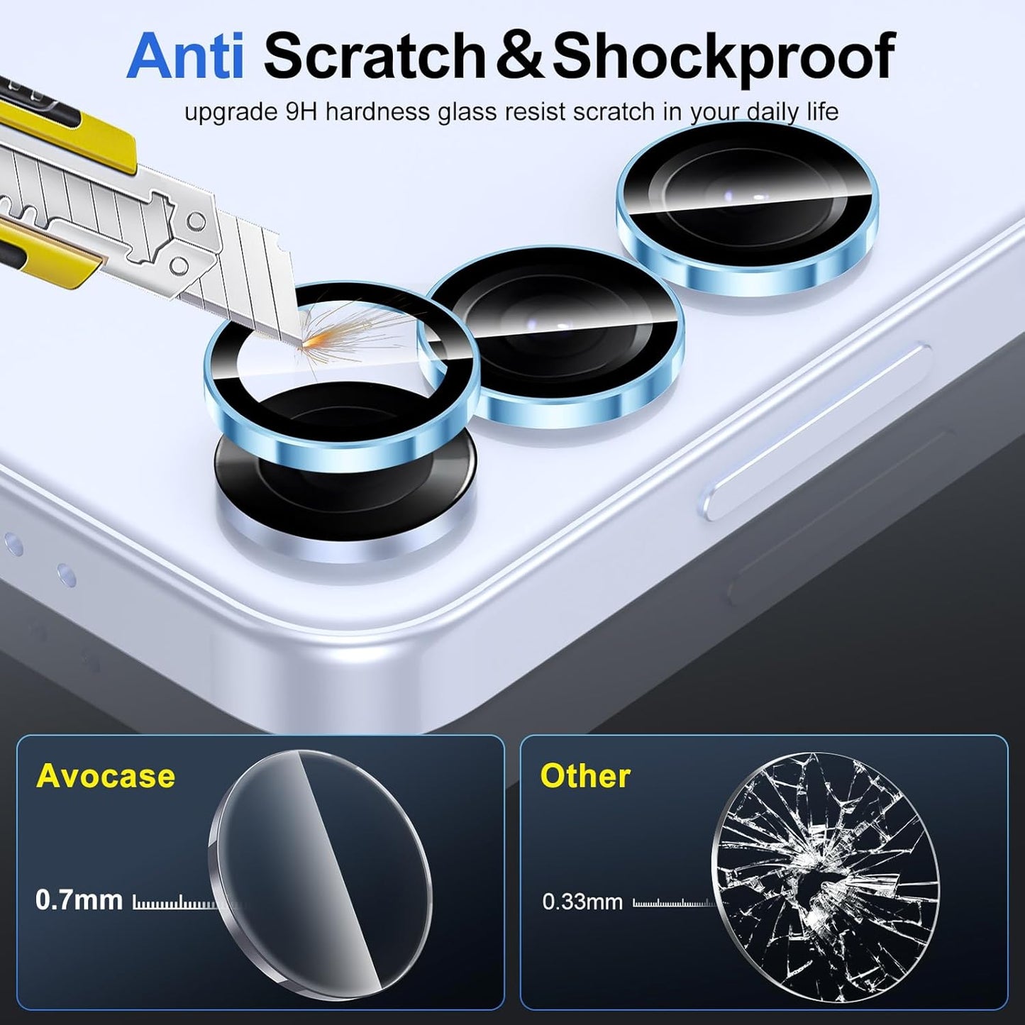 for Samsung Galaxy S25 Plus Camera Lens Protector, Individual Metal Ring Tempered Glass Lens Cover, [Strong Adsorption] Scratch Resistant Ultra-Thin HD Clear Lens Cover, 1 Set-Blue Ring