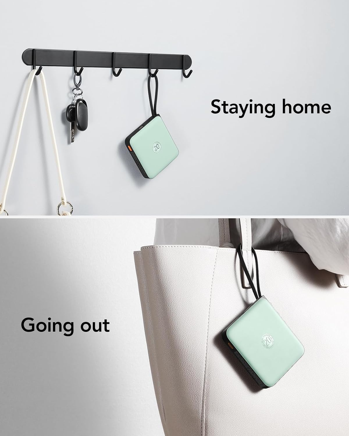 VRURC Portable Charger USB C, Power Bank with Built-in Cable, 10000mAh 20W Battery Pack for iPhone 16 15 14 Samsung Galaxy S23 S22 Google, Note 20, Pixel, Moto, LG Android Phone, Green(1 Pack)