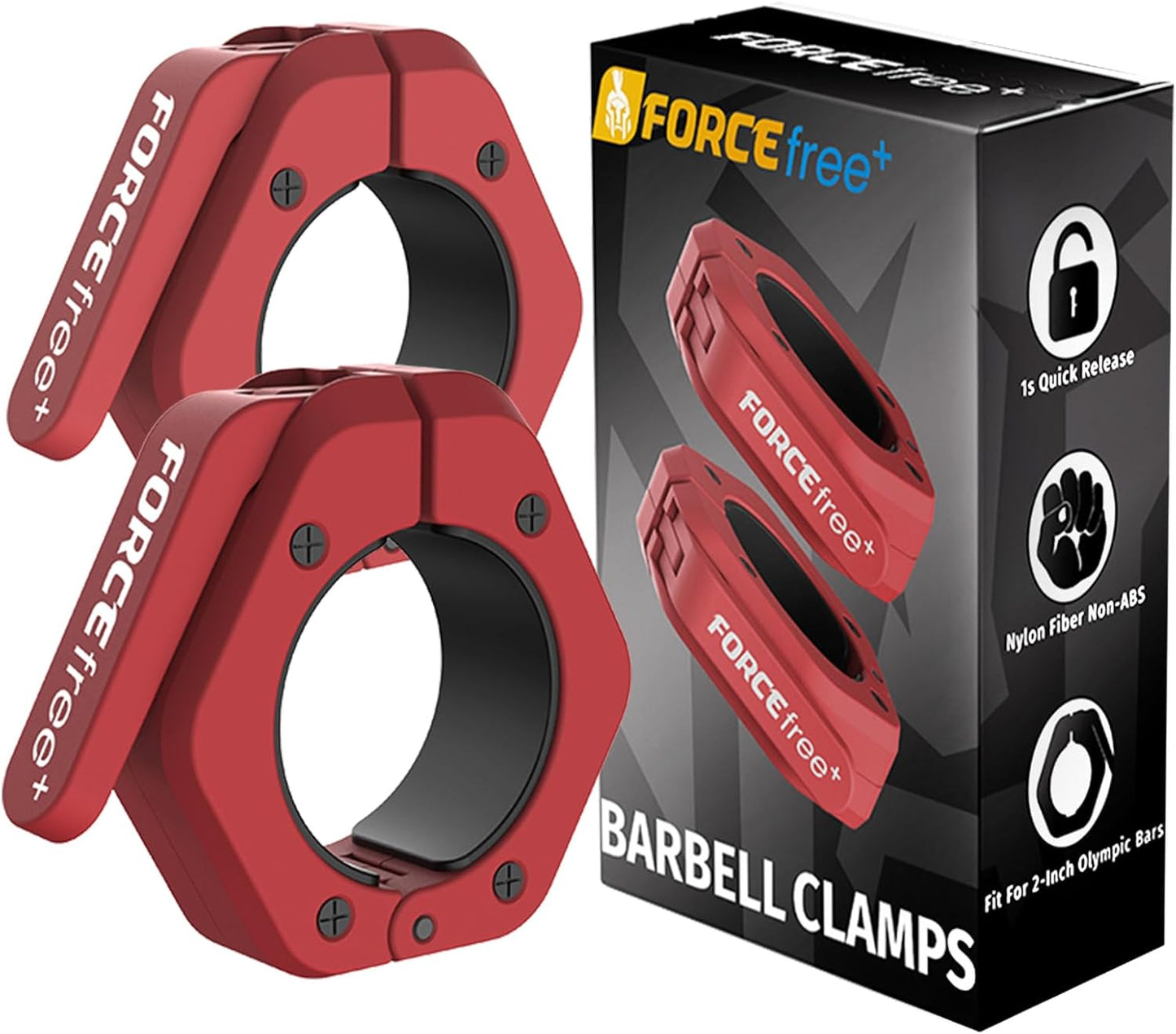 Barbell Clips (Pair), Barbell Clamps, Quick Release Olympic Barbell Clamps with Anti Slip TPR Grip, Barbell Collars for Secure Weightlifting & Powerlifting