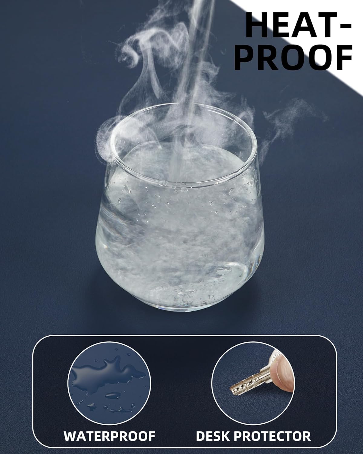 Leather Desk Pad Protector,Desk Mat,Large Mouse Pad, Non-Slip Desk Pad, Waterproof PU Leather Desk Blotter Mat, Desk Cover for Office and Home (Midnight Blue, 36" x 17")