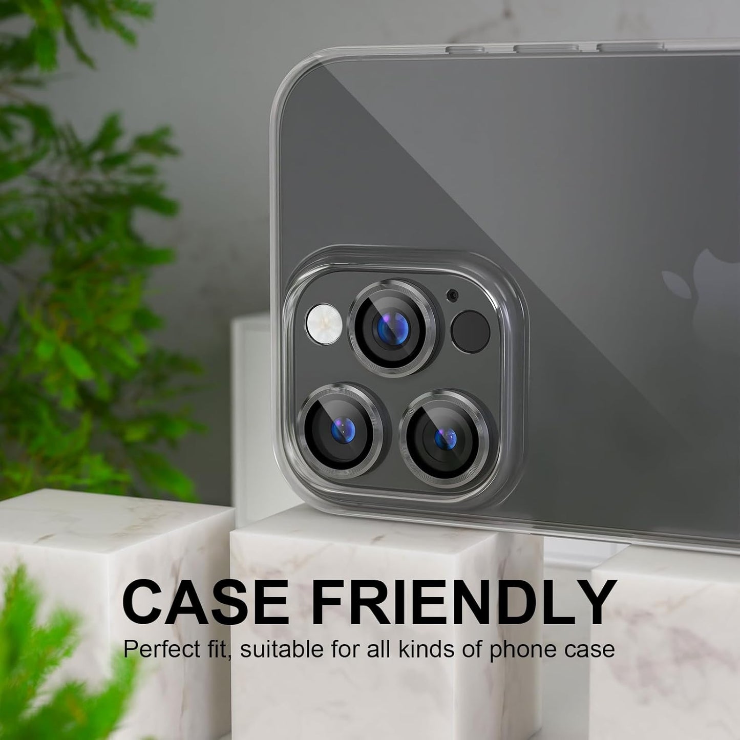 Choiche Compatible for iPhone 16 Pro/iPhone 16 Pro Max Camera Lens Protector, Bling Camera Cover with 9H Tempered Glass Lens Screen Protector Metal Ring Decoration Accessories(Black)