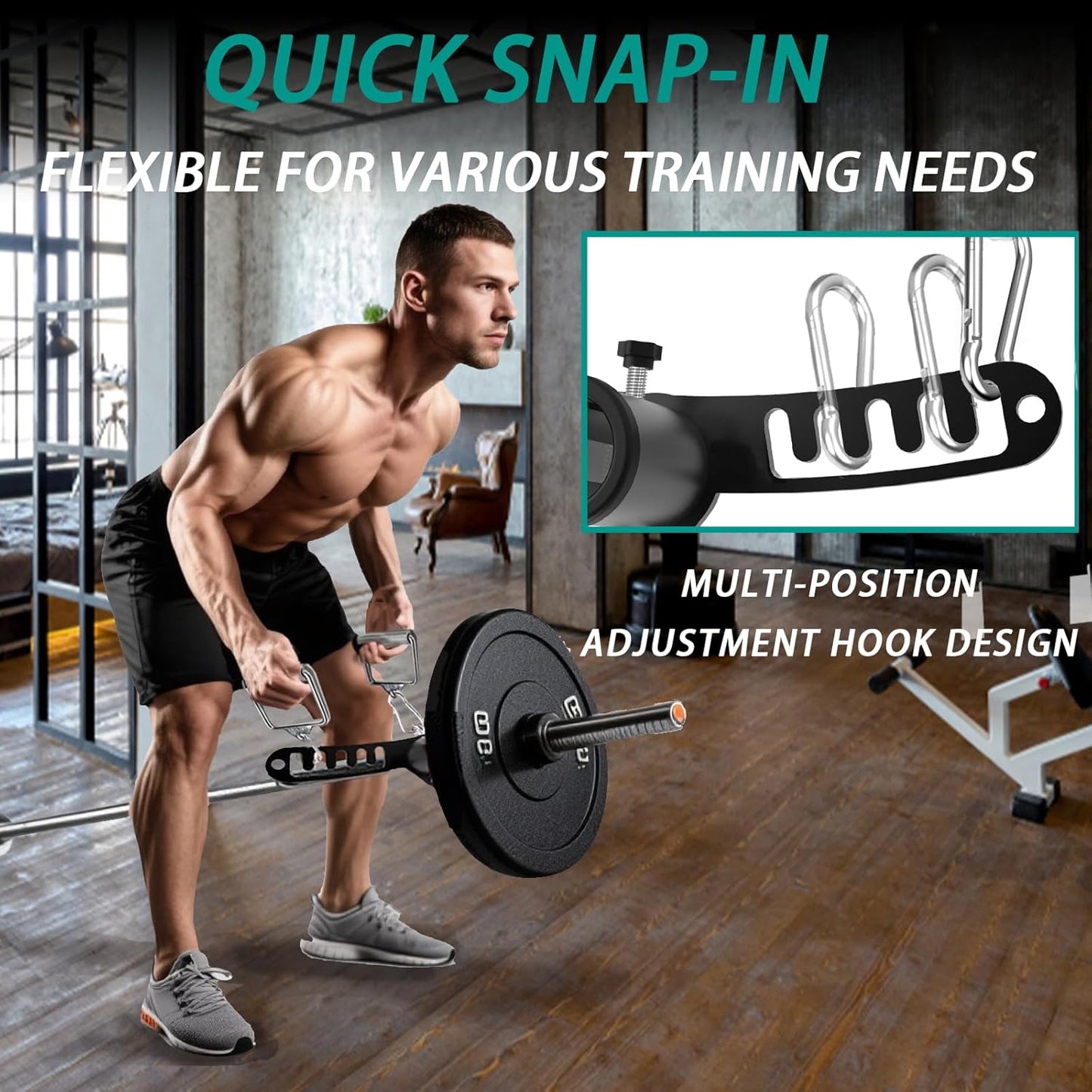 Double to Single Adaptor Plate for Cable Pulley Machines Durable Solid Stainless Steel with 3 Carabiners Suitable for Dual Cable Machines LAT Pulldown, Shoulder & Biceps Exercises