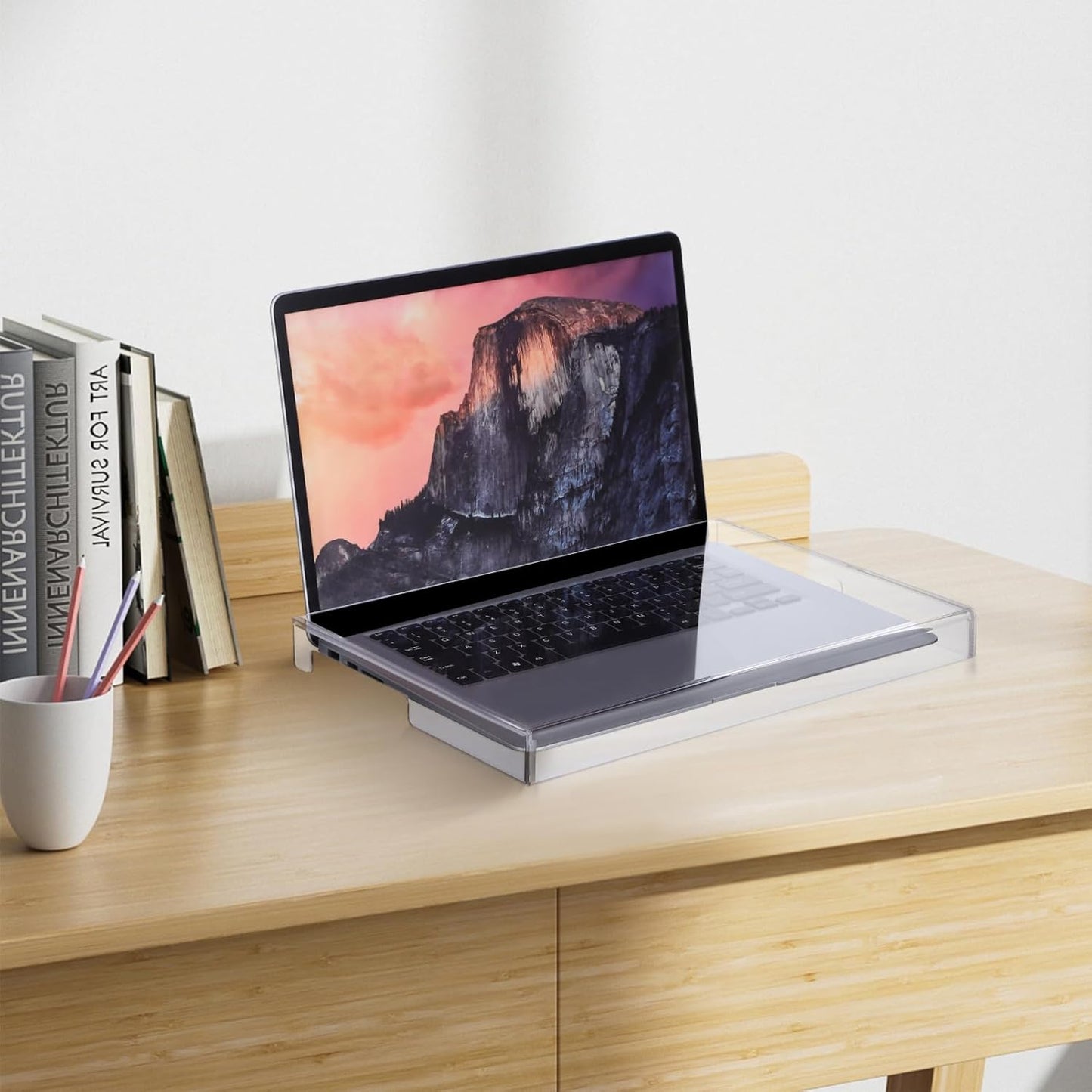 NOLITOY Acrylic Keyboard Cover, Clear Protector, PC Desk Stand for Keyboard Storage Acrylic Monitor Stand Riser and