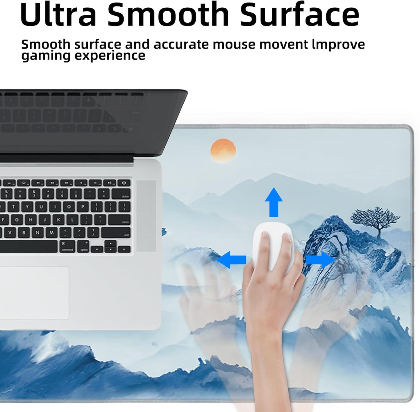 Galdas Gaming Mouse Pad XXL XL Large Long Extended Big Mousepad Non-Slip Rubber Keyboard Mouse Pad with Stitched Edges for Laptop Home Office (31.5x11.8x0.08 Inch)-Landscape