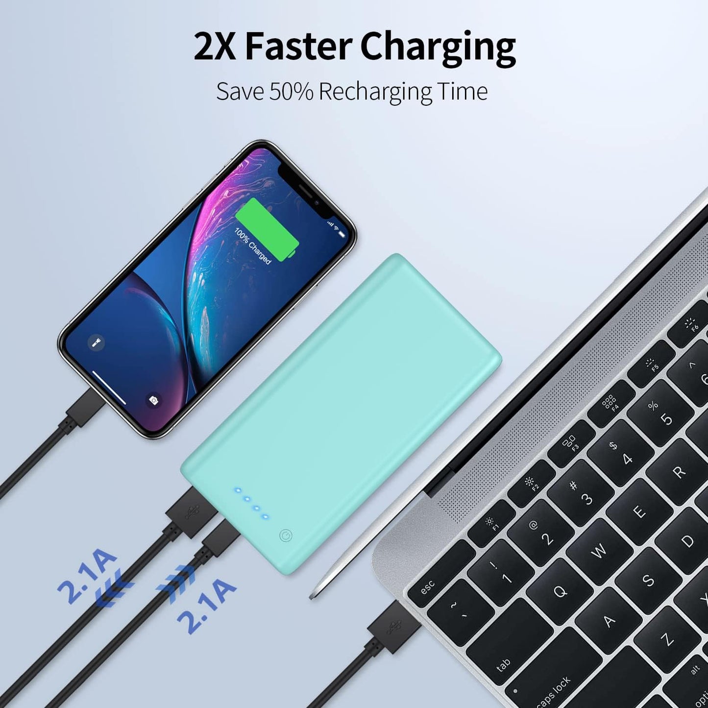 Portable Charger Power Bank 26800mah, Ultra-High Capacity Safer External Cell Phone Battery Pack with High-Performance Cells & 2 USB Output Compatible with iPhone 16 15 14 13 12 Samsung Android-Green