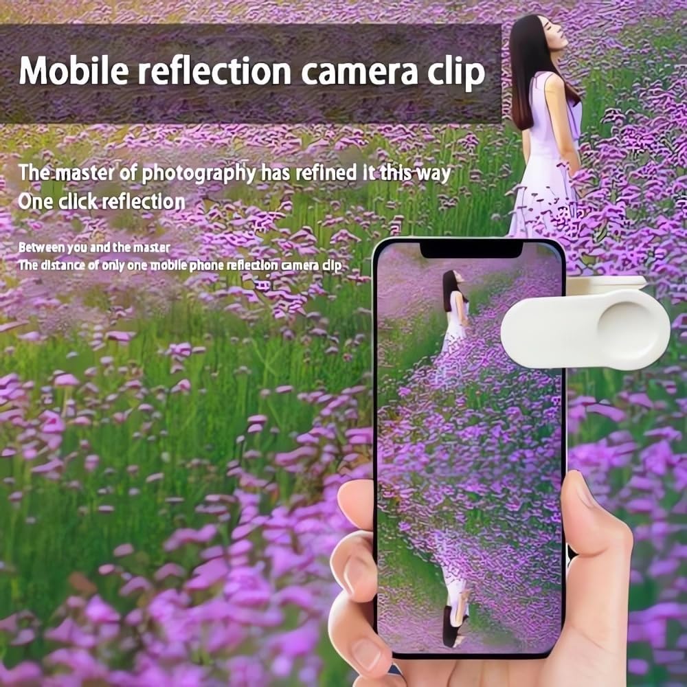 2024 Smartphone Camera Mirror Reflection Clip Kit -【New Version】 Smartphone Selfie Reflector, Adjustable Mobile Phone Reflection Camera Clip, Mirror Reflection Phone Clip for All Phones (1PC-White)