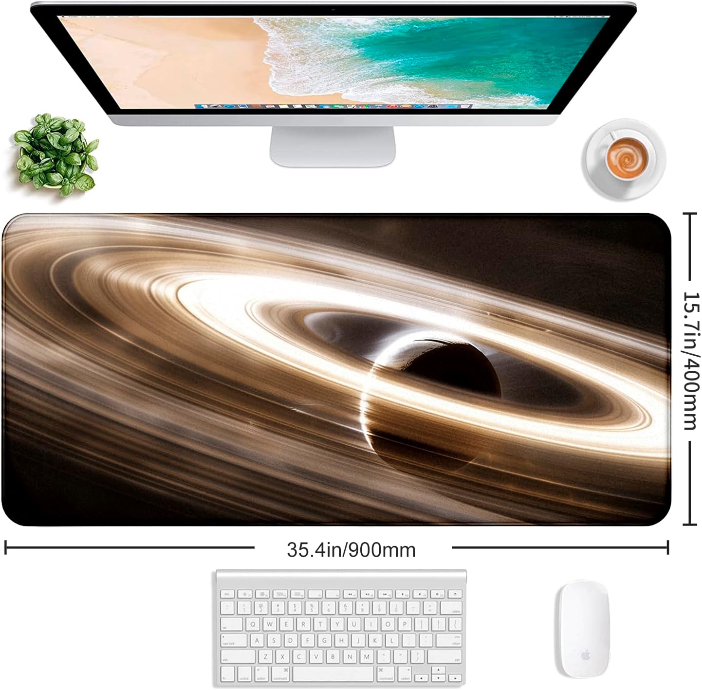 Extra Large Space Earth Table Mat, Dirt Resistant Creative Milky Way Table Mat, Computer Keyboard Mat, Minimalist Home Mouse Mat, 35.4 x 15.7 x 0.12 Inch Waterproof Mouse Mat