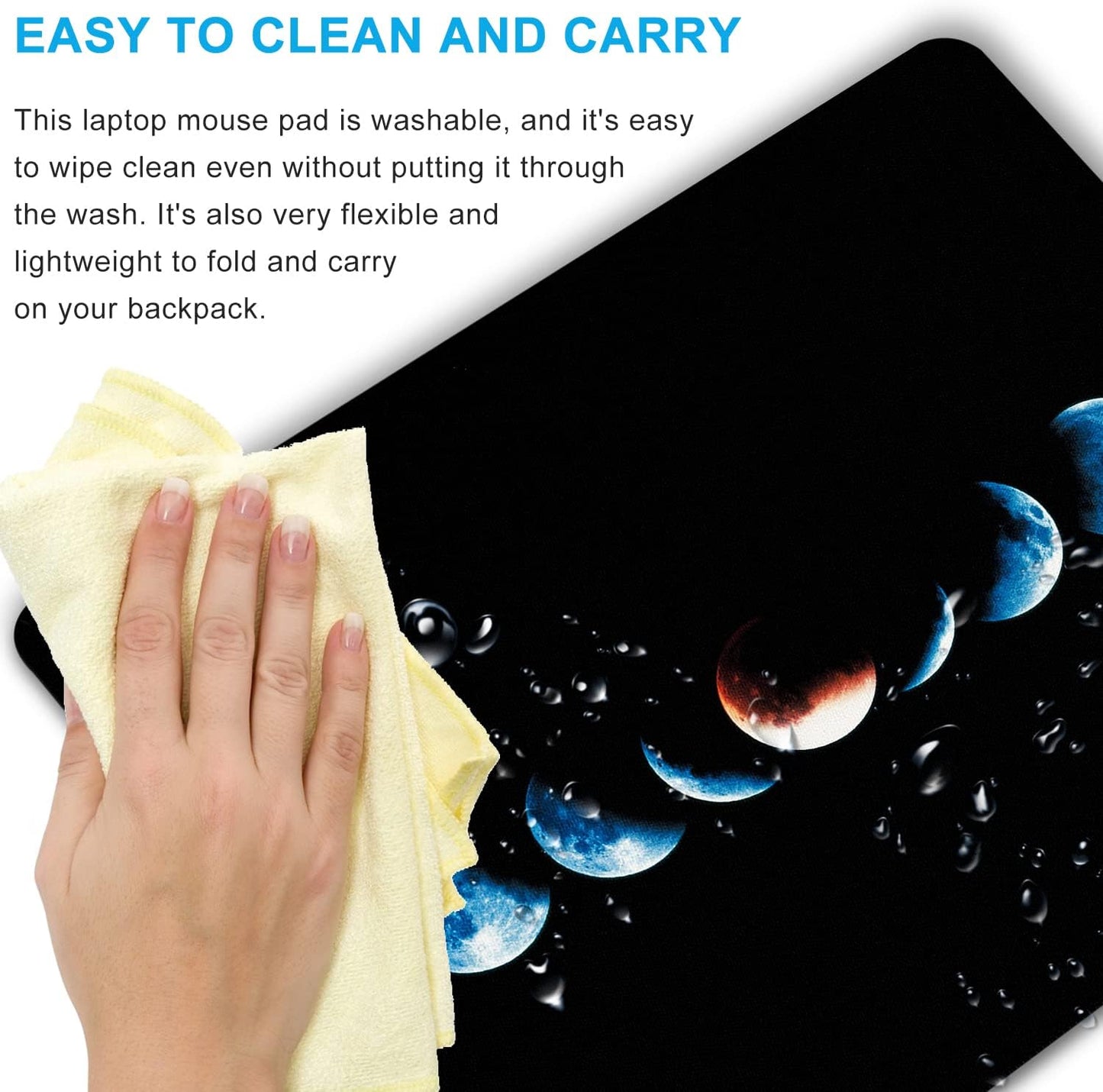 Starry Moon Mouse Pad Personalized Moon Phase Design Computer Laptop Non-Slip Rubber Mousepad 9.5x7.9 Inch