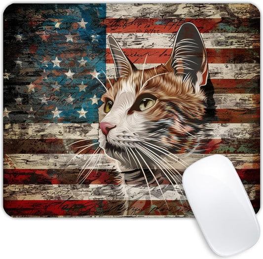 Square Mouse Pad Colorful Cat and National Flag-3,Gaming Mouse Pads for Desk,Soft Computer Waterproof Non-Slip Mouse Mat