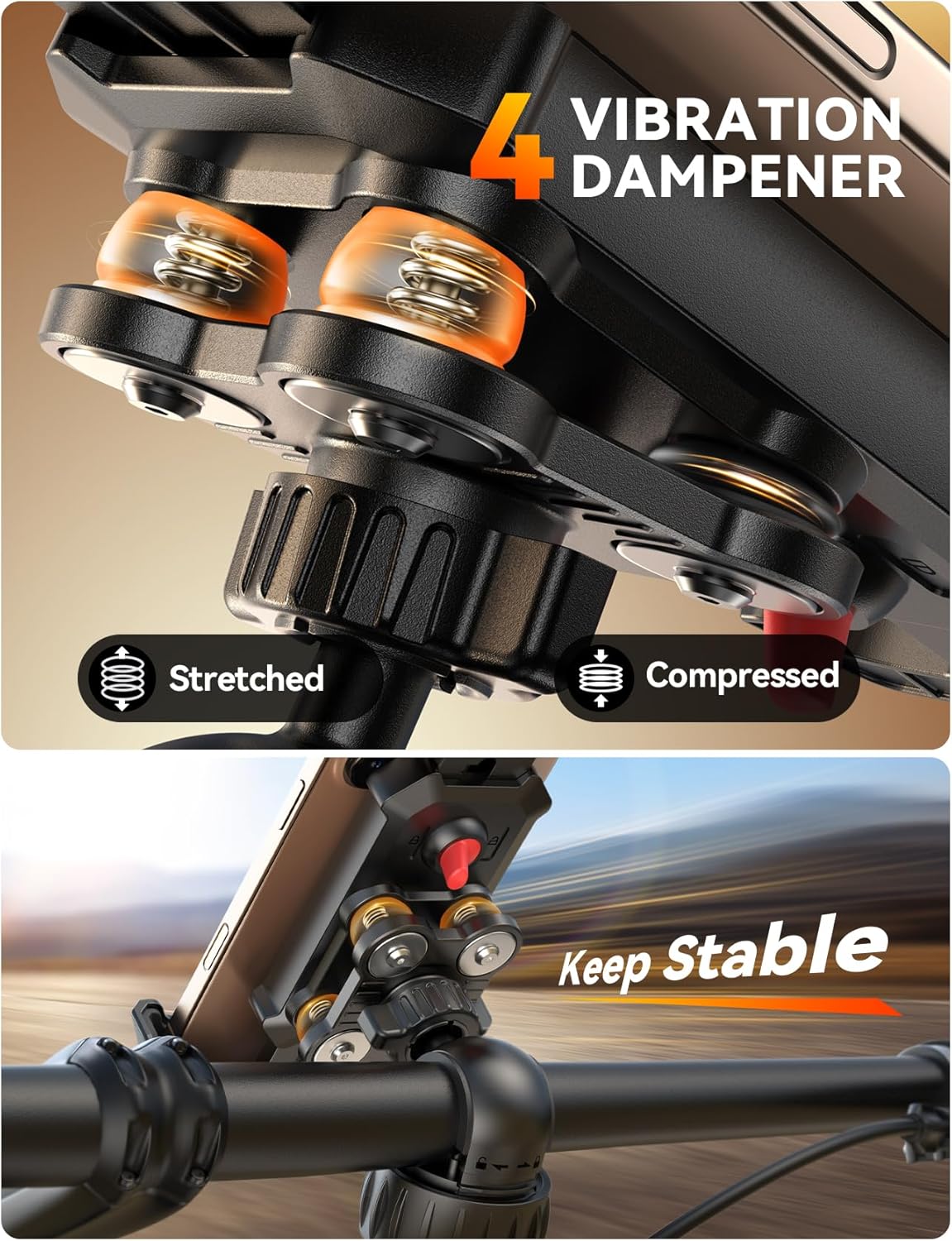 JOYROOM Bike Phone Holder Mount, [Dual Anti Vibration] [2025 Upgrade Reinforcement] Cell Phone Holder for Bike, Bicycle Scooter Accessories, Motorcycle Handlebar Phone Mount for iPhone 16