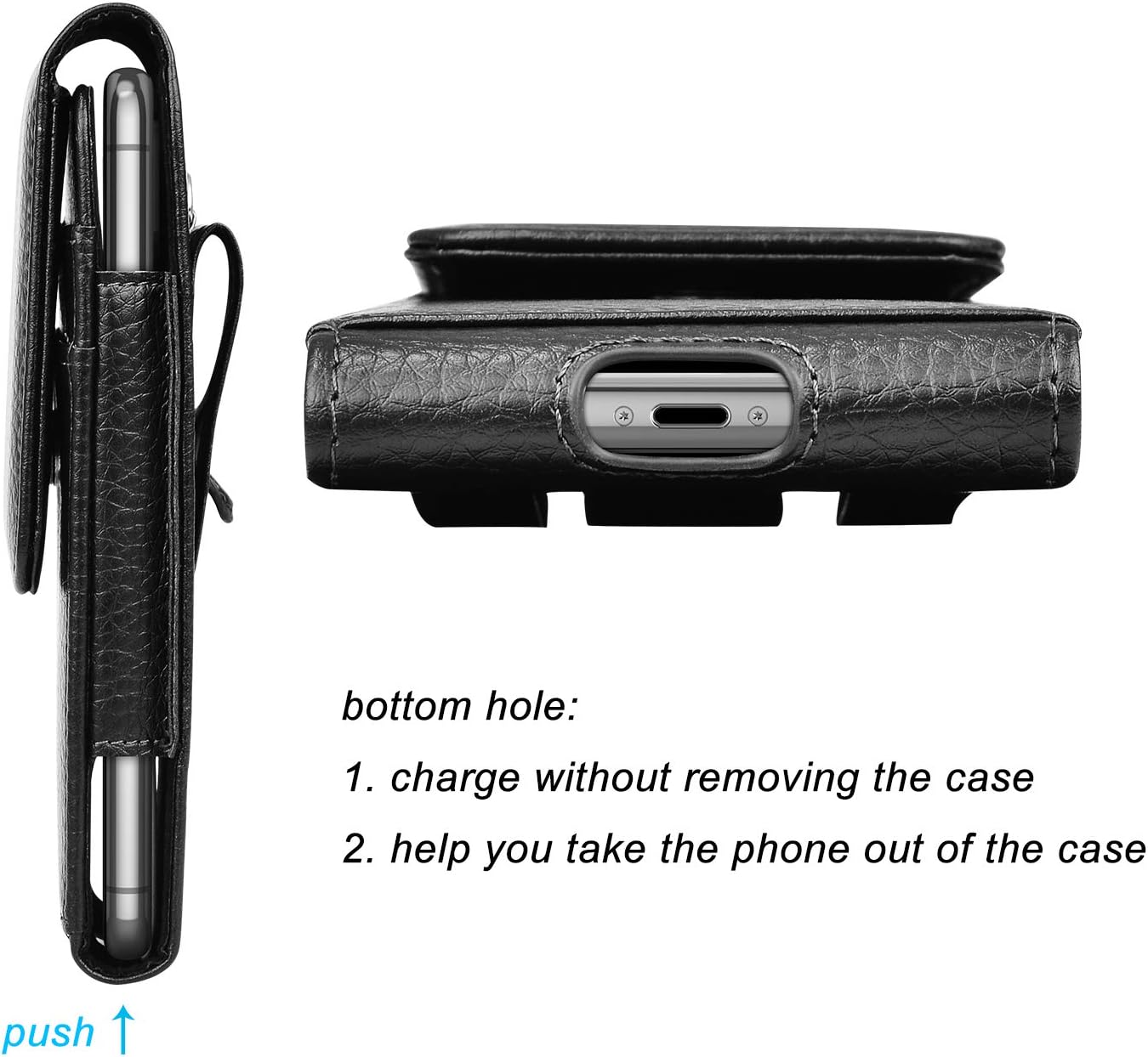 Phone Holster for Samsung Galaxy S25 S24 S23 S22 S21 S20 FE S10 S9 A51 A52 A53 Note 20 Note 10 Plus LG Stylo 5 PU Leather Case Pouch Belt5 Phone Holder with Belt Clip,Black