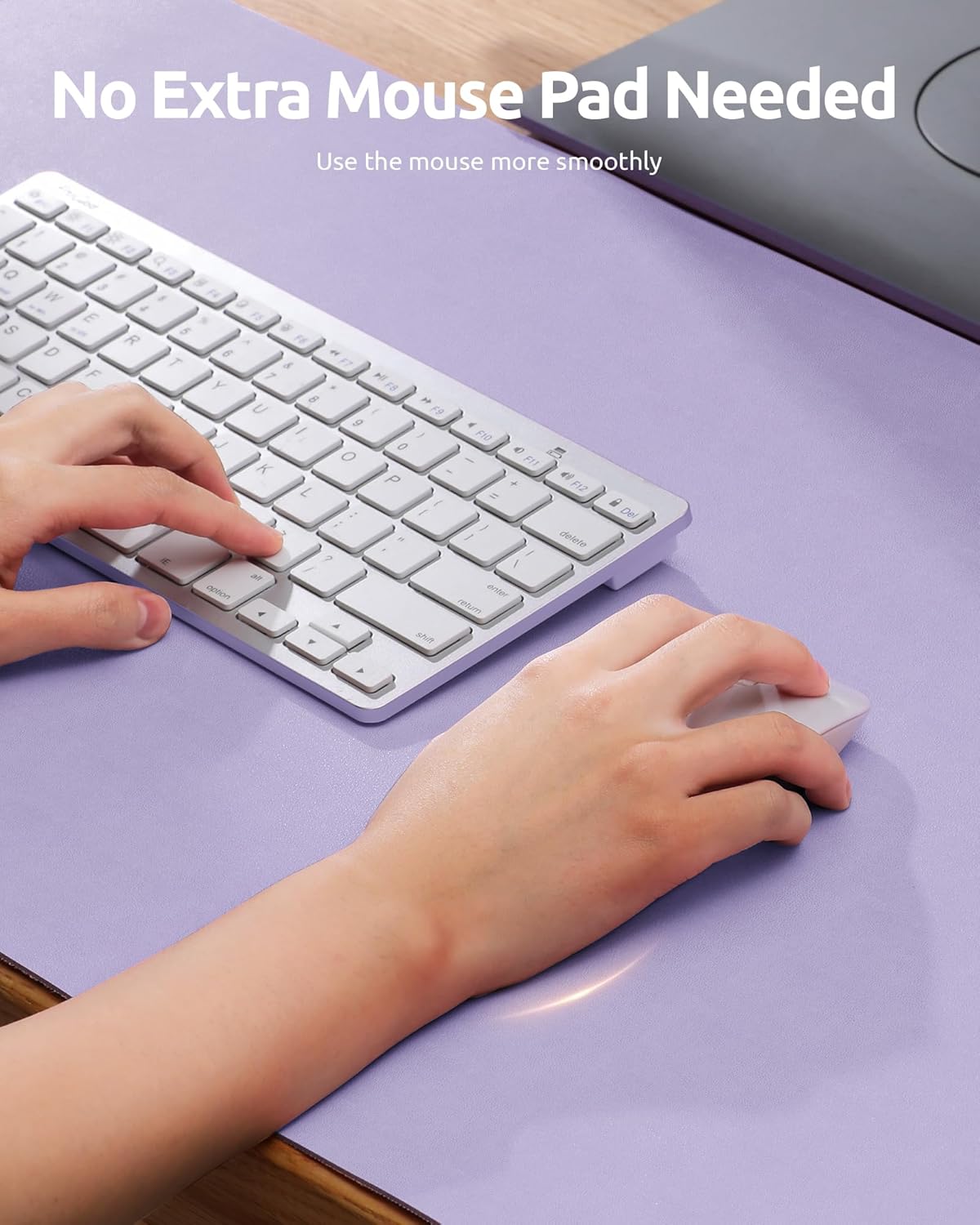 YSAGi Leather Desk Protector, Office Mat, Large Mouse Mat, Non-Slip PU Leather Blotter, Laptop Desk Pad, Waterproof Writing Pad for Office and Home (Light Purple, 31.5" x 15.8")