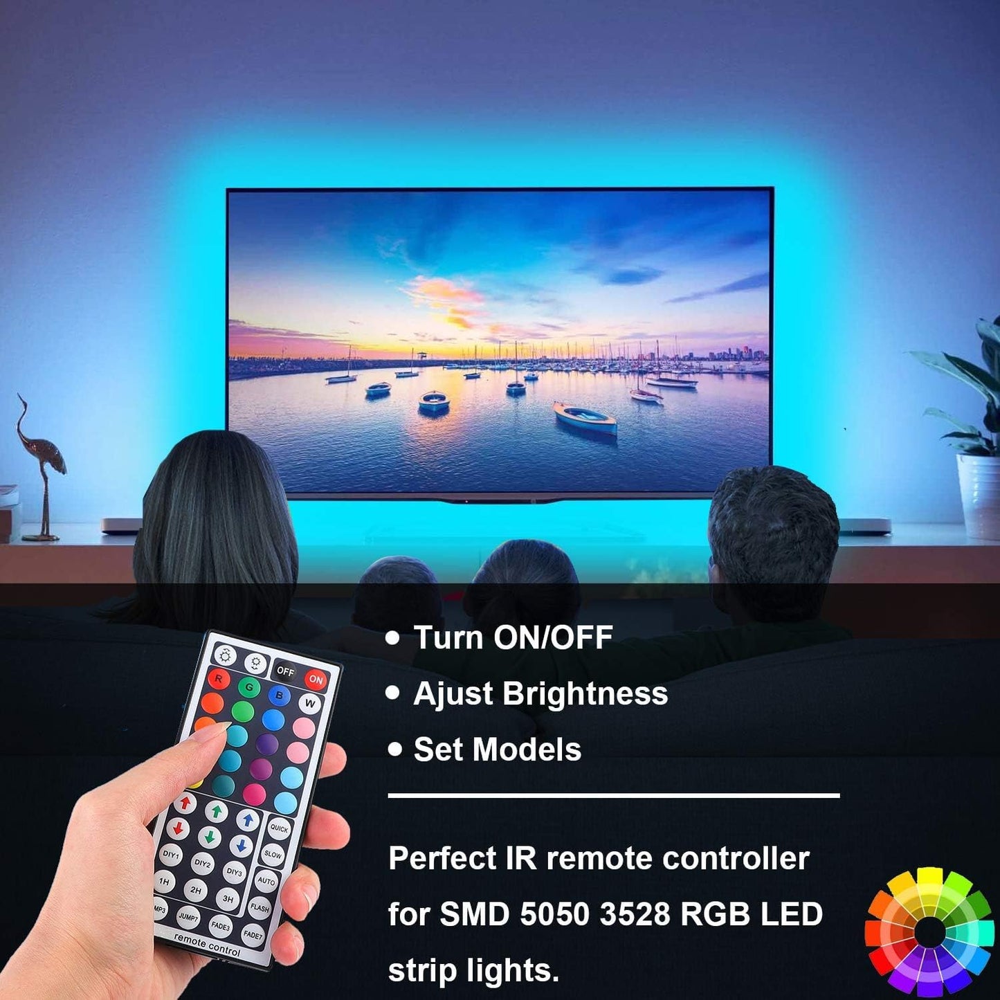 SUPERNIGHT 1-to-3 Remote Controller Dimmer for RGB LED Strip Lights, One Remote Can Control 3pcs Light Strips Synchronously, for SMD 5050 2835 3528 Multi Color Changing Rope Lights (3 Ports)