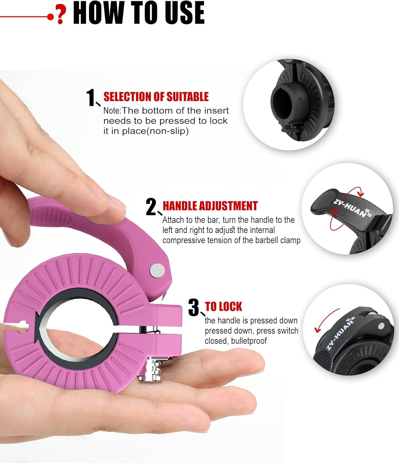 Pro Barbell Clips 1 inch Barbell Clamps 0.9-1.18inch Quick Release Weight Clips for Bars Multi-Size Adjustable Olympic Barbell Clamps